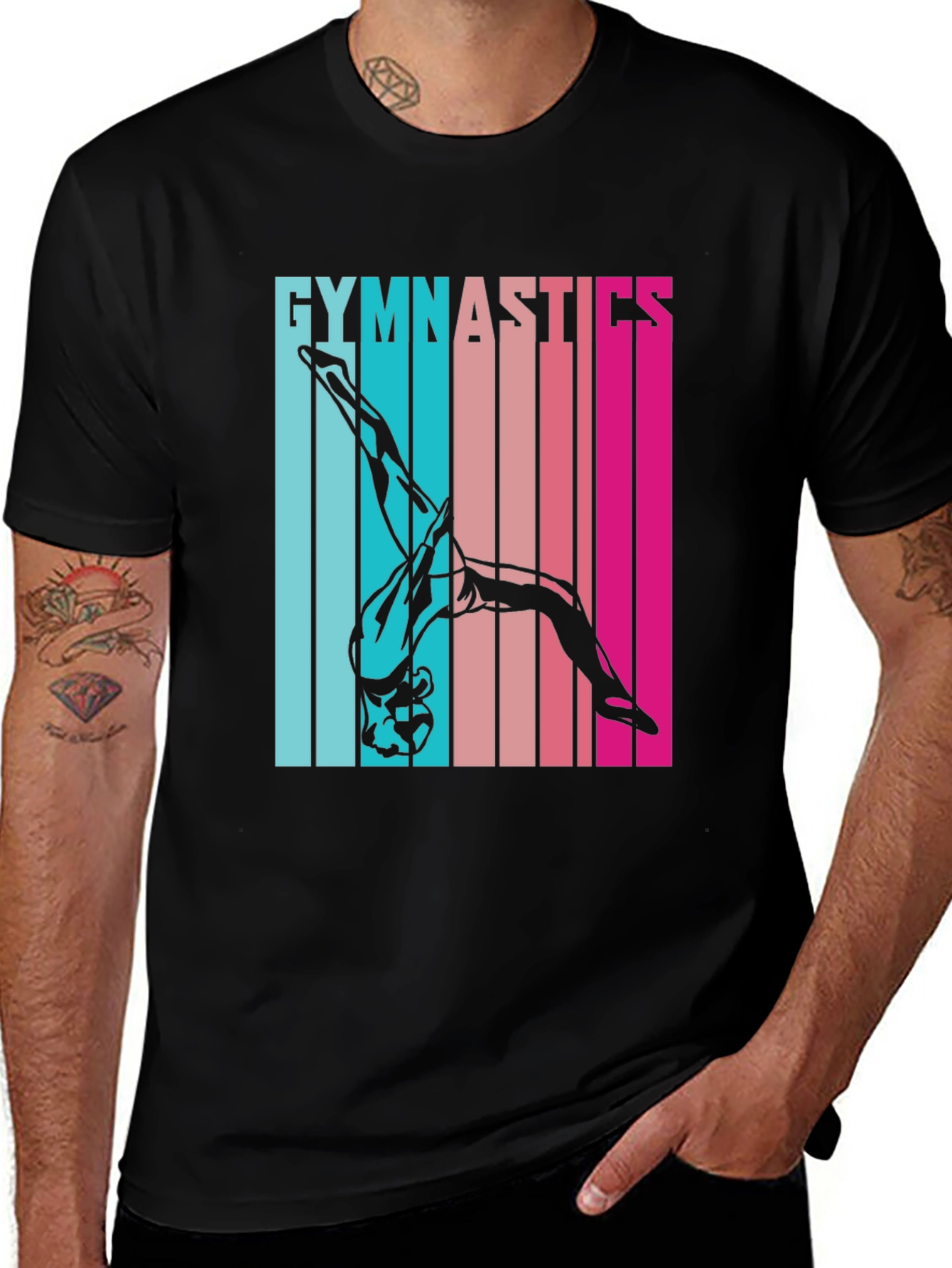 Variant 27 of Gymnastics Retro Style Graphic Tee - Black
