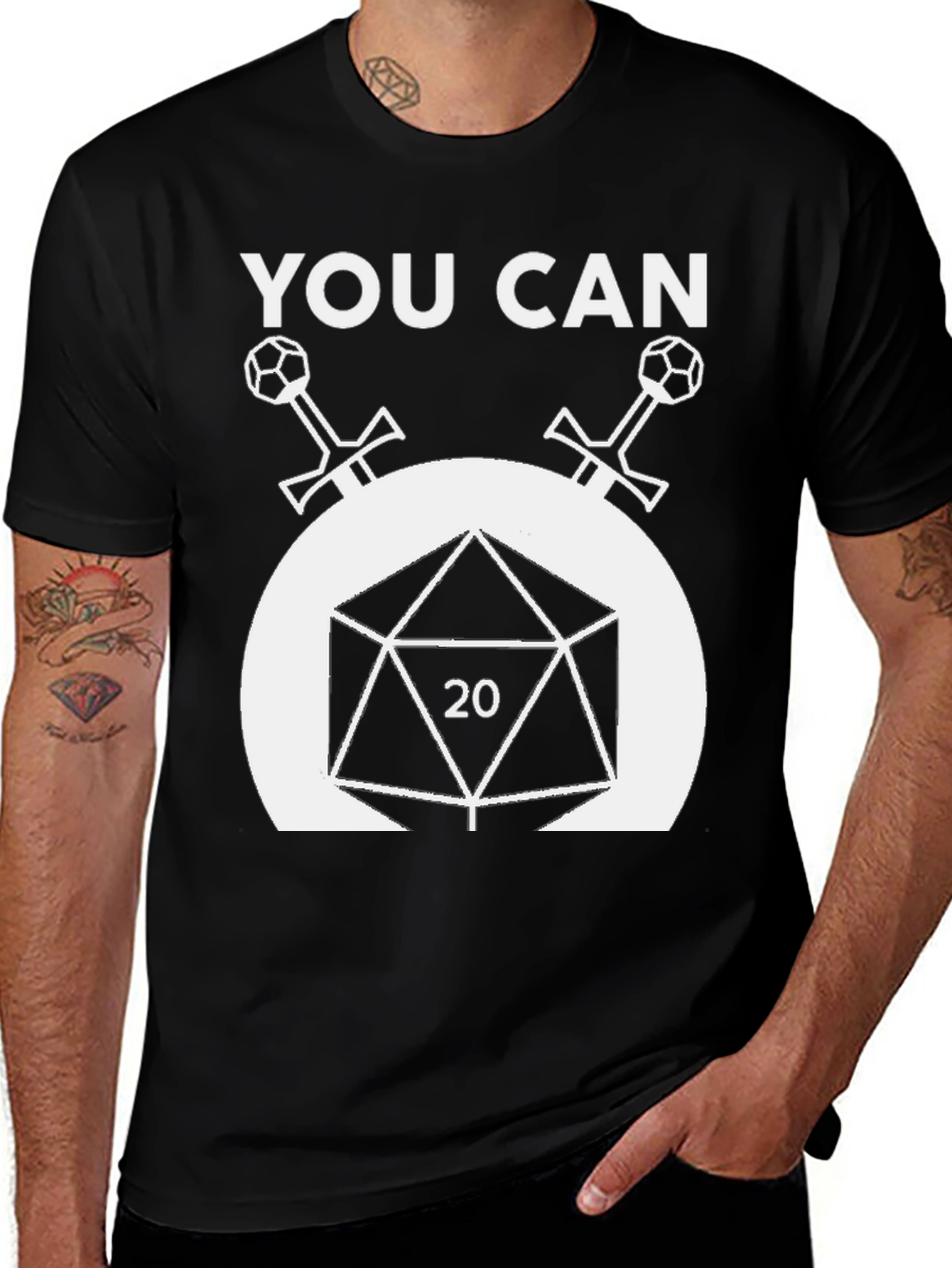 D20 Dice Sword T-Shirt - You Can Roll High!