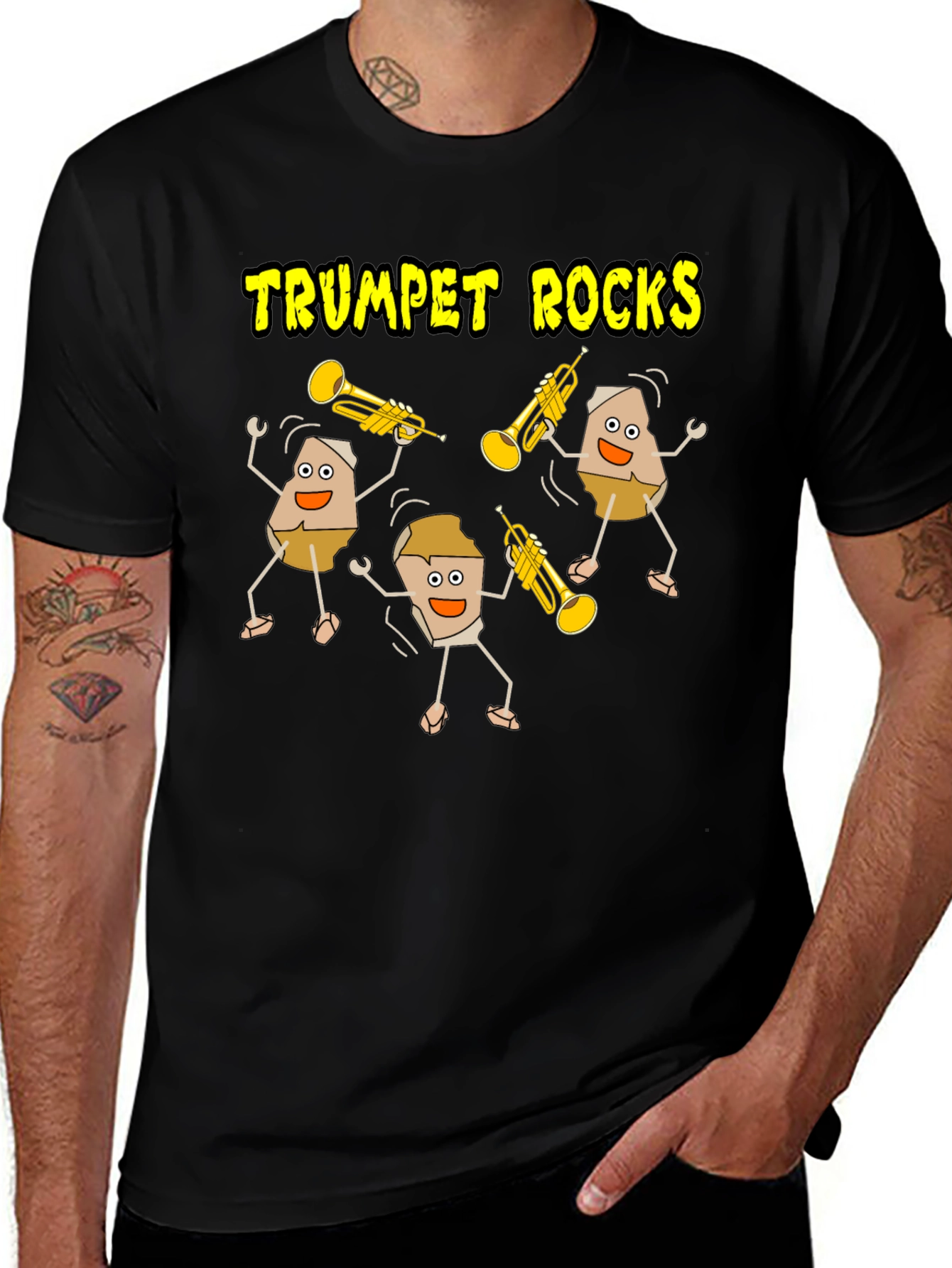 Black Trumpet Rocks Graphic T-Shirt main image
