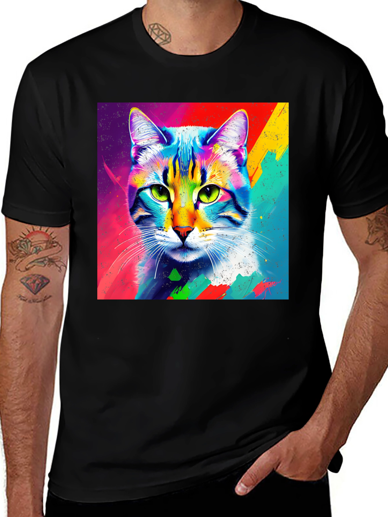 Variant 19 of Colorful Cat Graphic Tee - Unisex Cotton Shirt