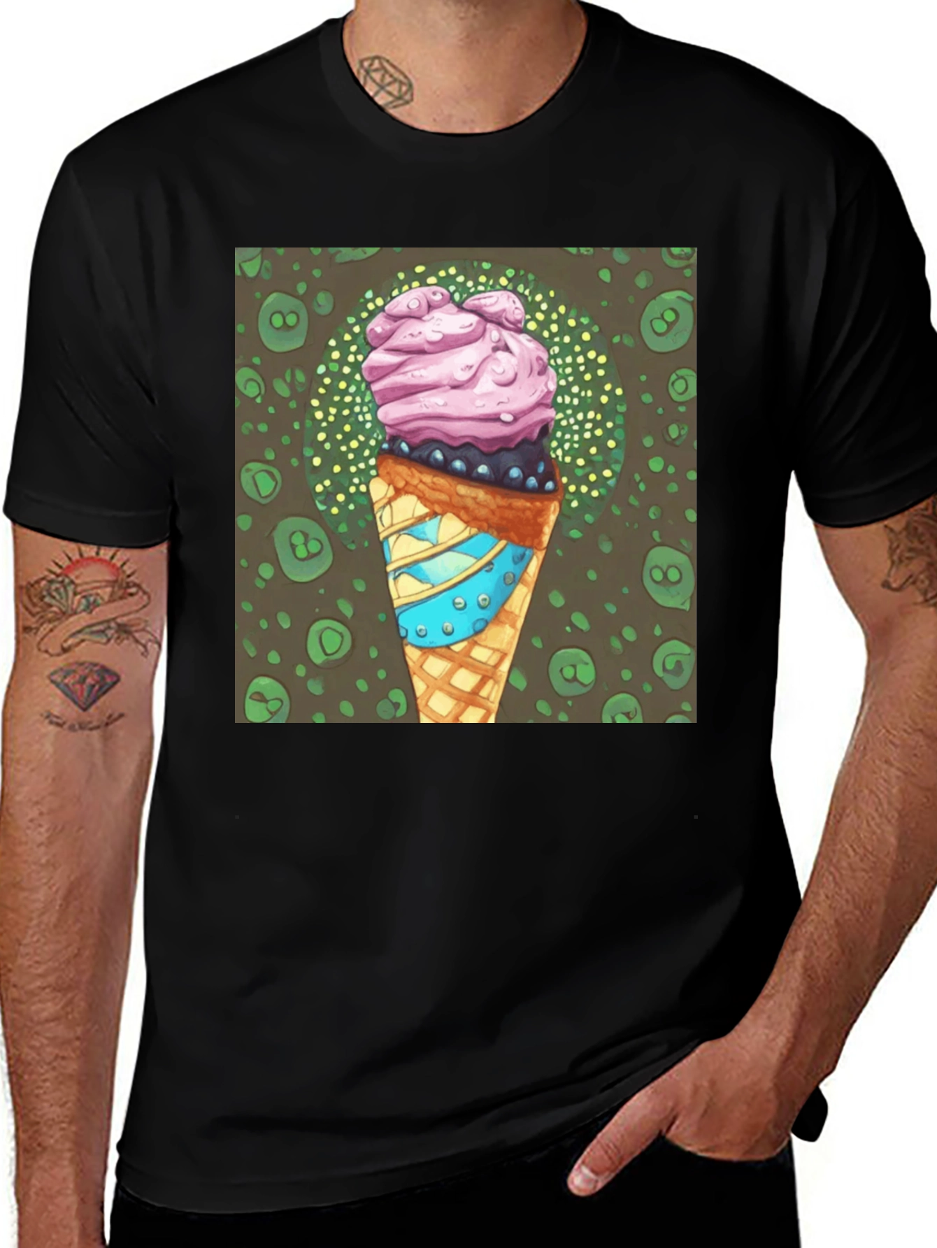 Variant 27 of Ice Cream Cone Graphic Tee - Cool Dessert Shirt