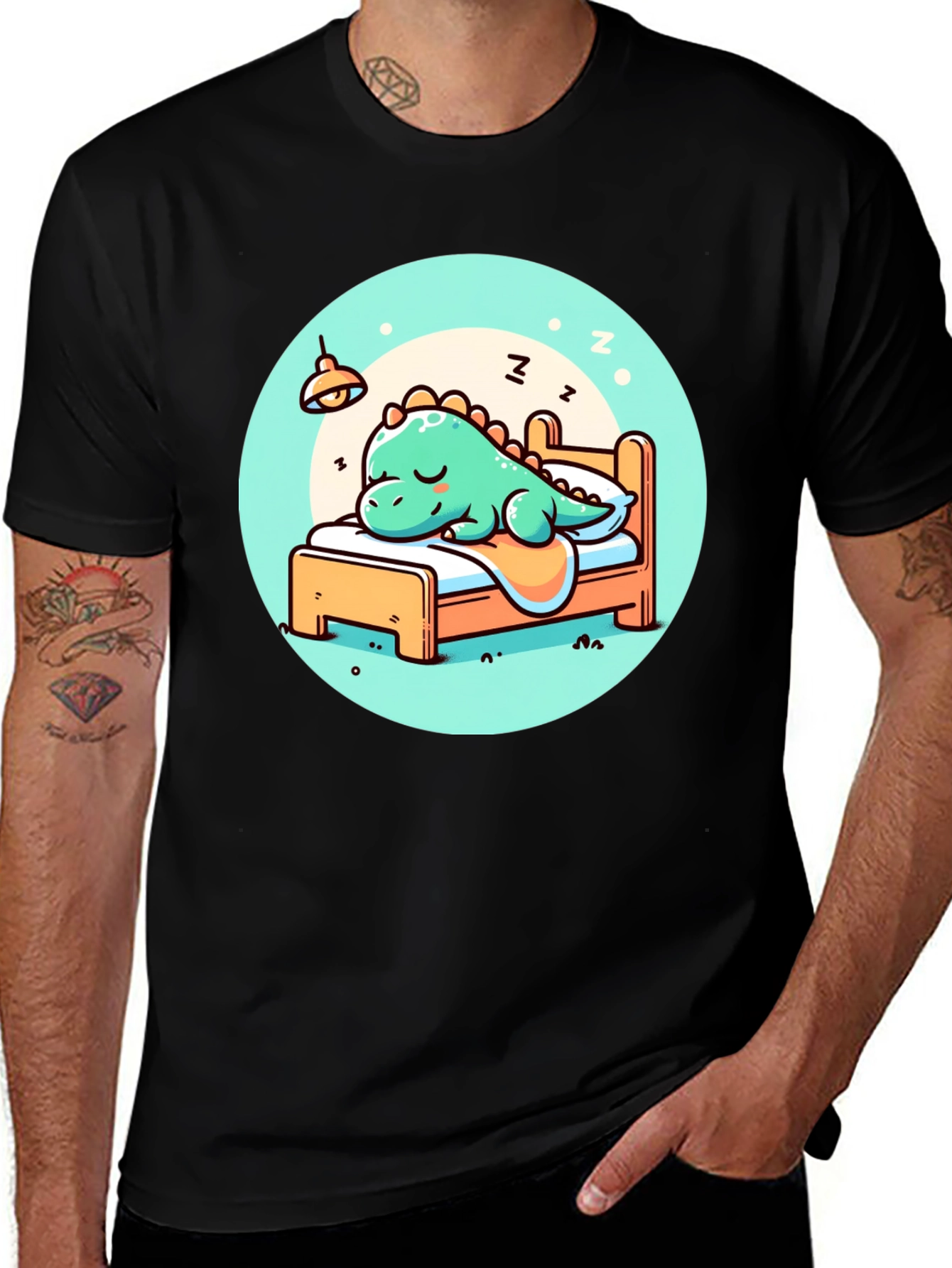 Variant 4 of Sleeping Dino Tee - Cute Cartoon Dinosaur T-Shirt