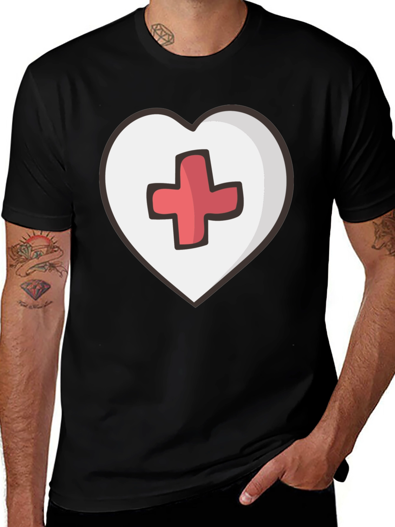 Variant 15 of Heart Health Graphic T-Shirt - Black