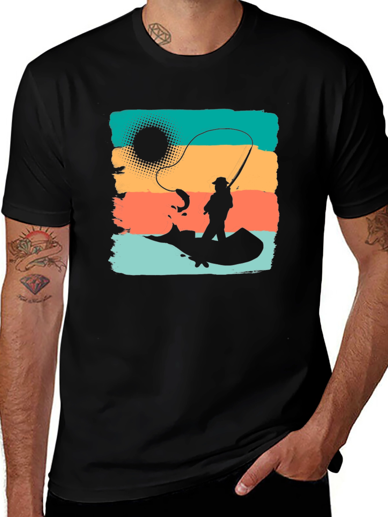 Variant 7 of Fishing Graphic T-Shirt - Retro Style Angler Tee