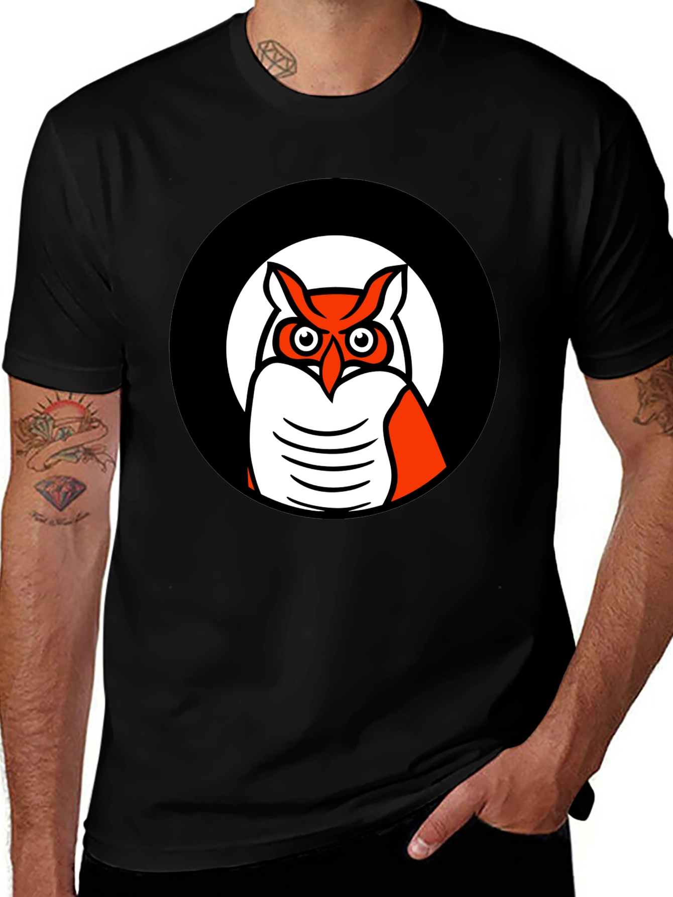 Variant 17 of Owl Graphic Print Black T-Shirt