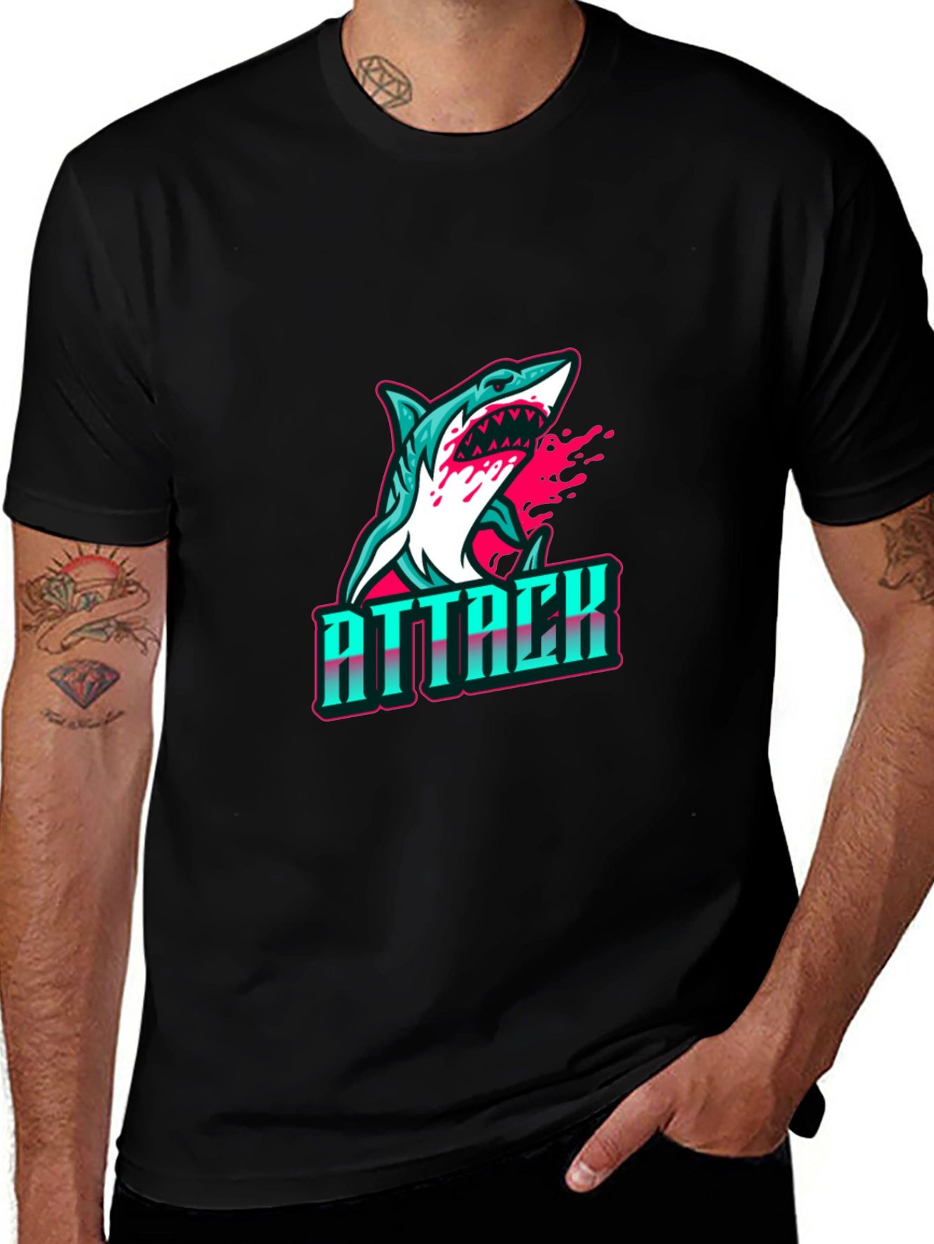 Variant 15 of Shark Attack Graphic Print T-Shirt