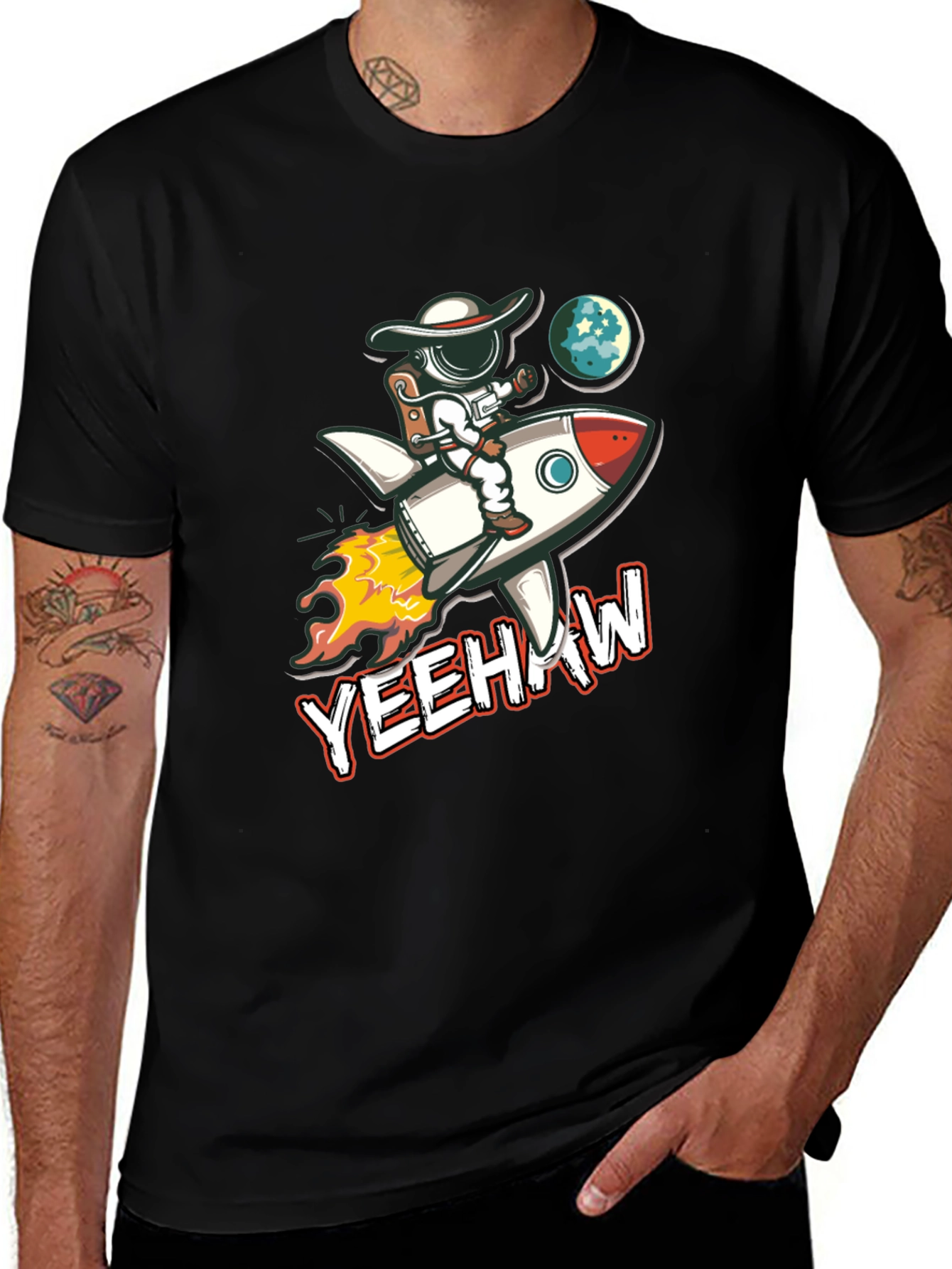 Variant 7 of Astronaut Cowboy Rocket T-Shirt - Yeehaw!