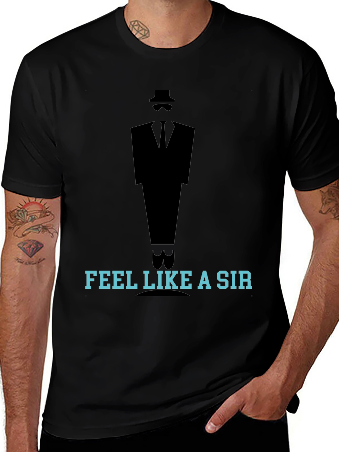 Variant 4 of Feel Like A Sir Men's Black T-Shirt