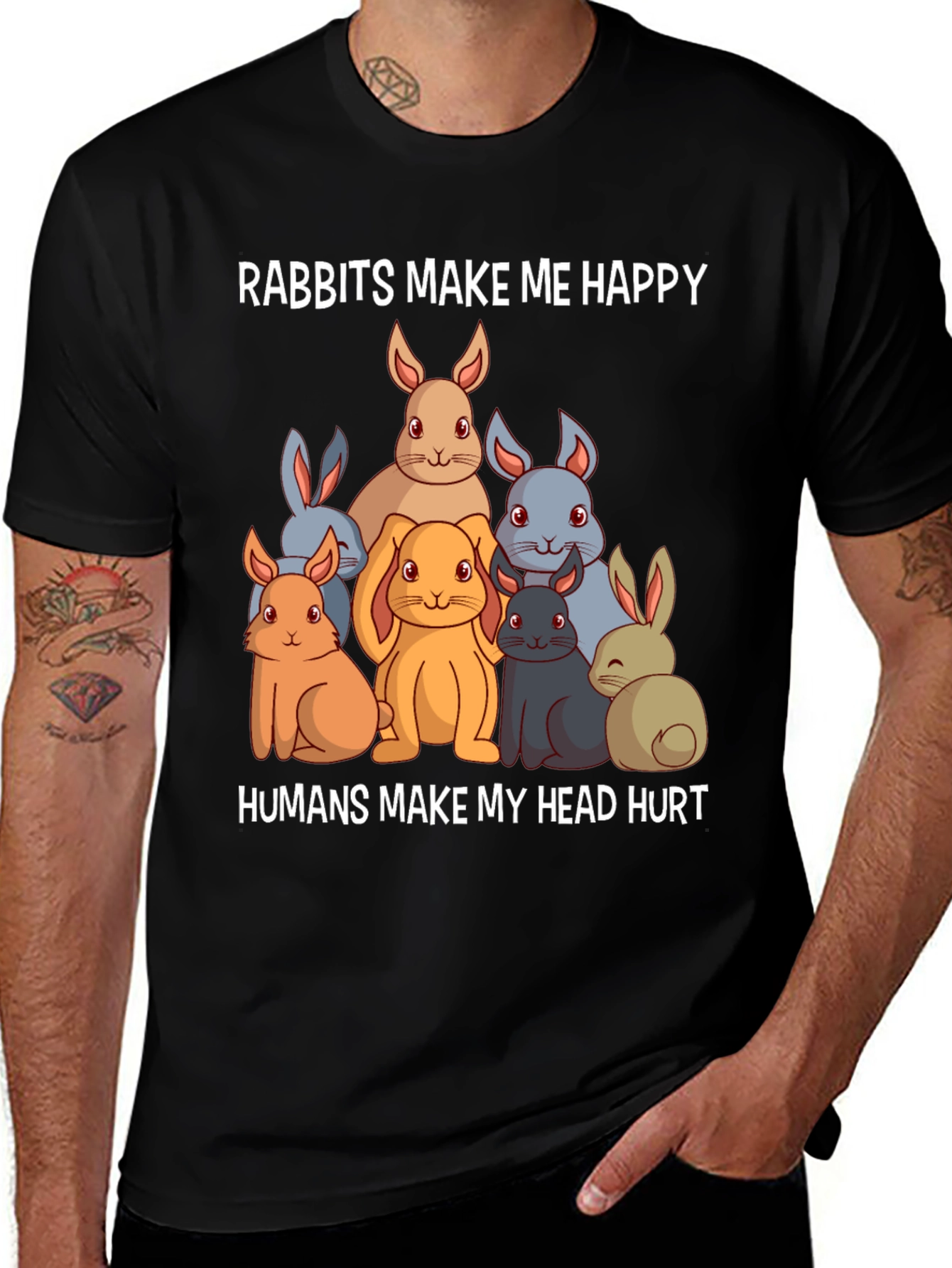 Variant 10 of Rabbits Make Me Happy T-Shirt