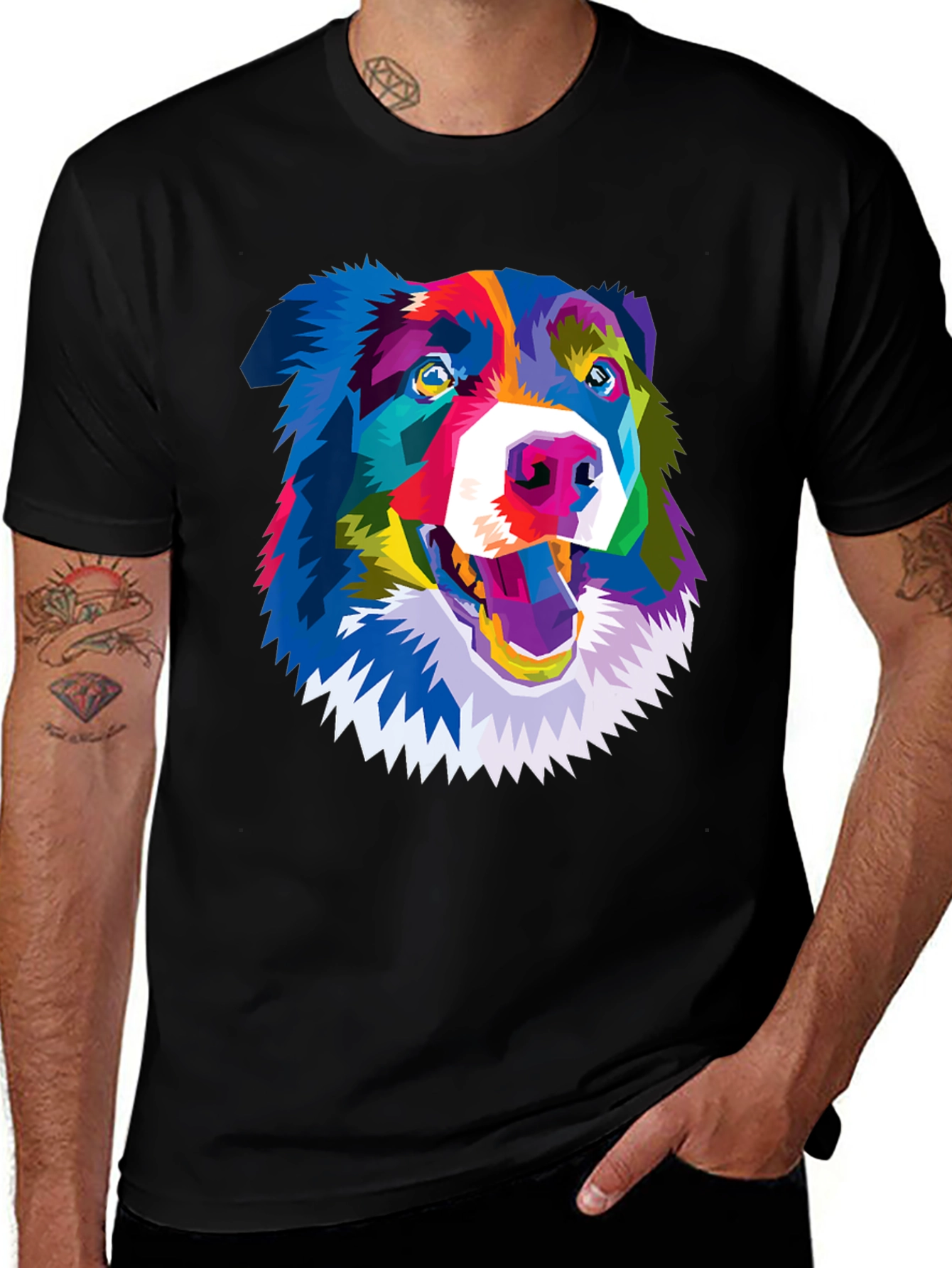 Variant 11 of Colorful Dog Graphic T-Shirt - Funky Pop Art Style