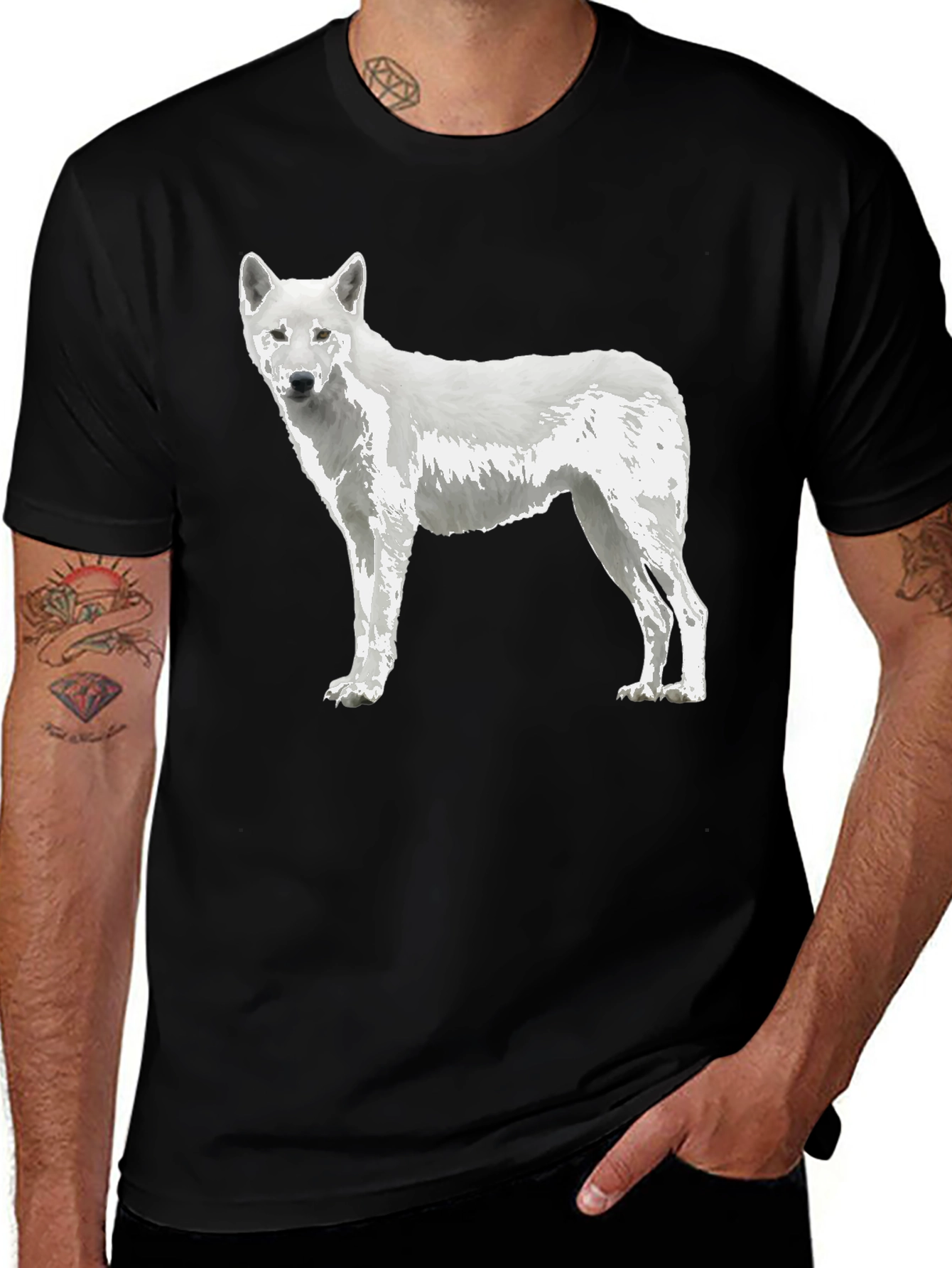 Variant 26 of White Wolf Graphic Tee - Premium Black Cotton Blend