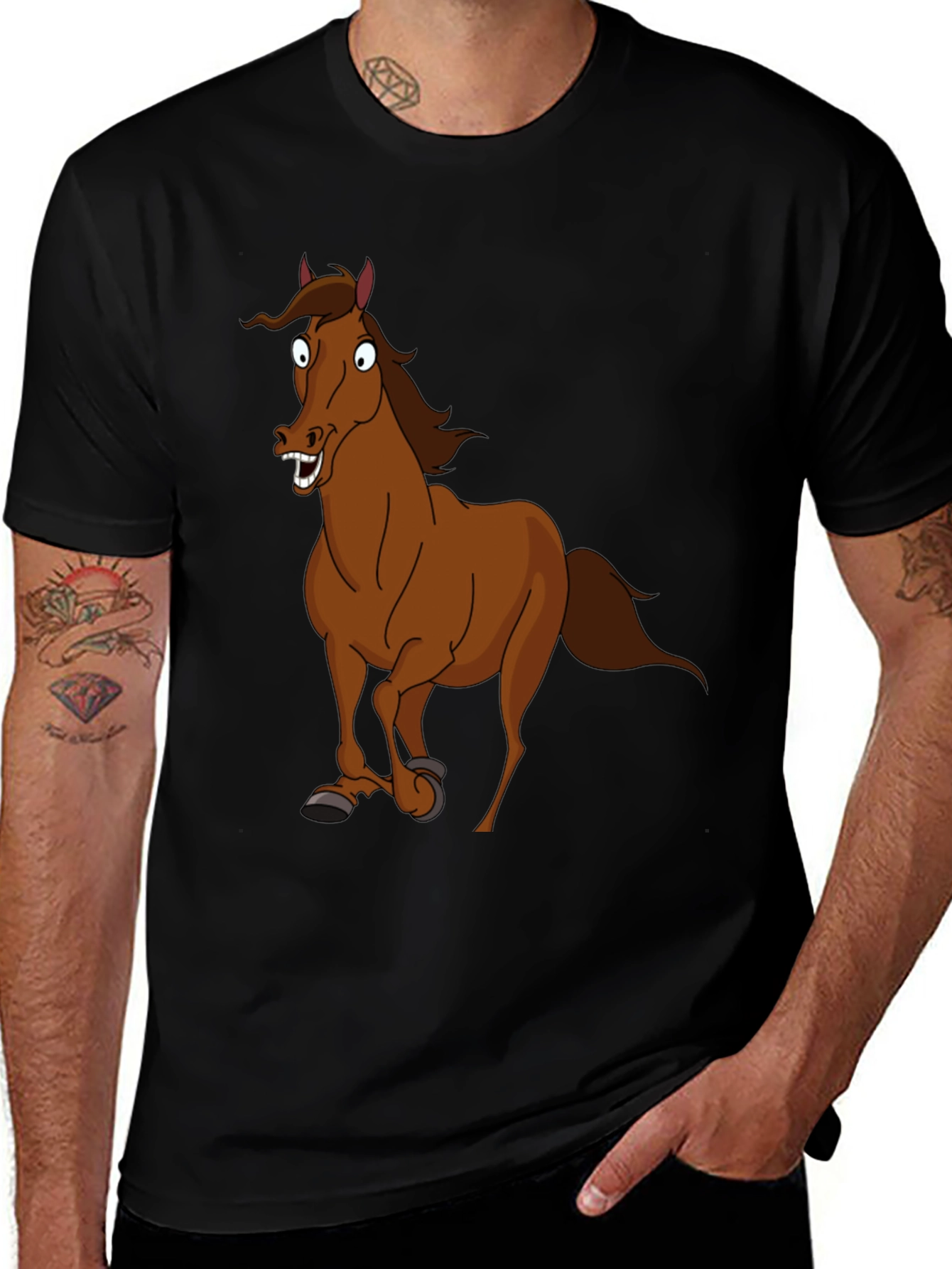 Variant 27 of Funny Horse Graphic Tee - Black Unisex T-Shirt