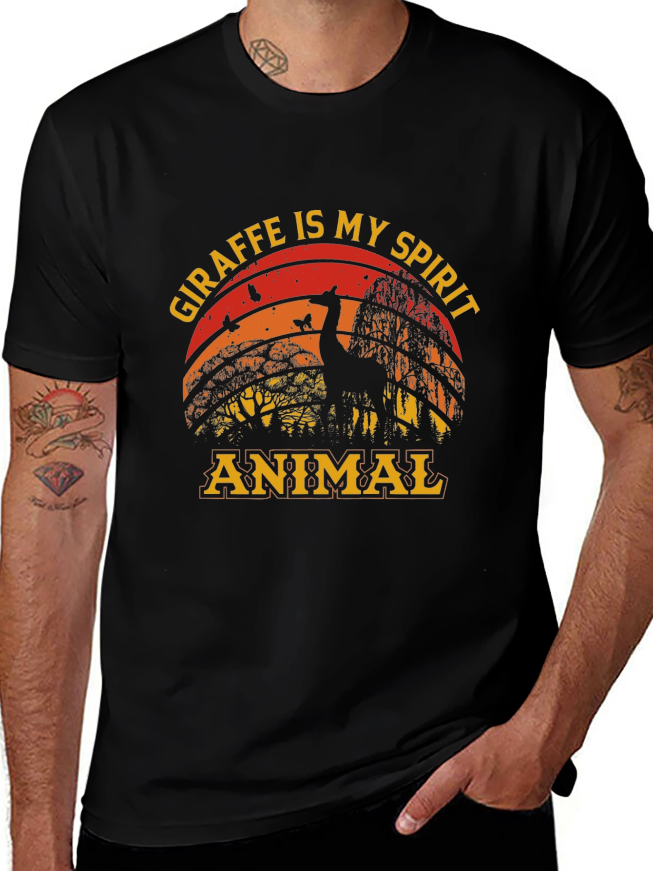 Variant 17 of Giraffe Spirit Animal Graphic Tee - Black