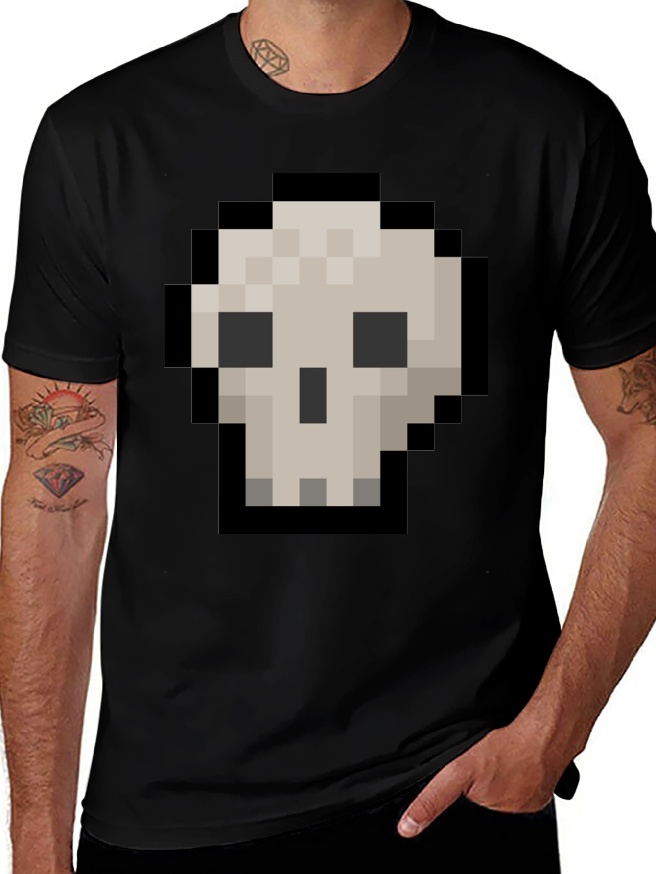 Variant 16 of Pixel Skull Graphic Tee - Gamer Style Shirt