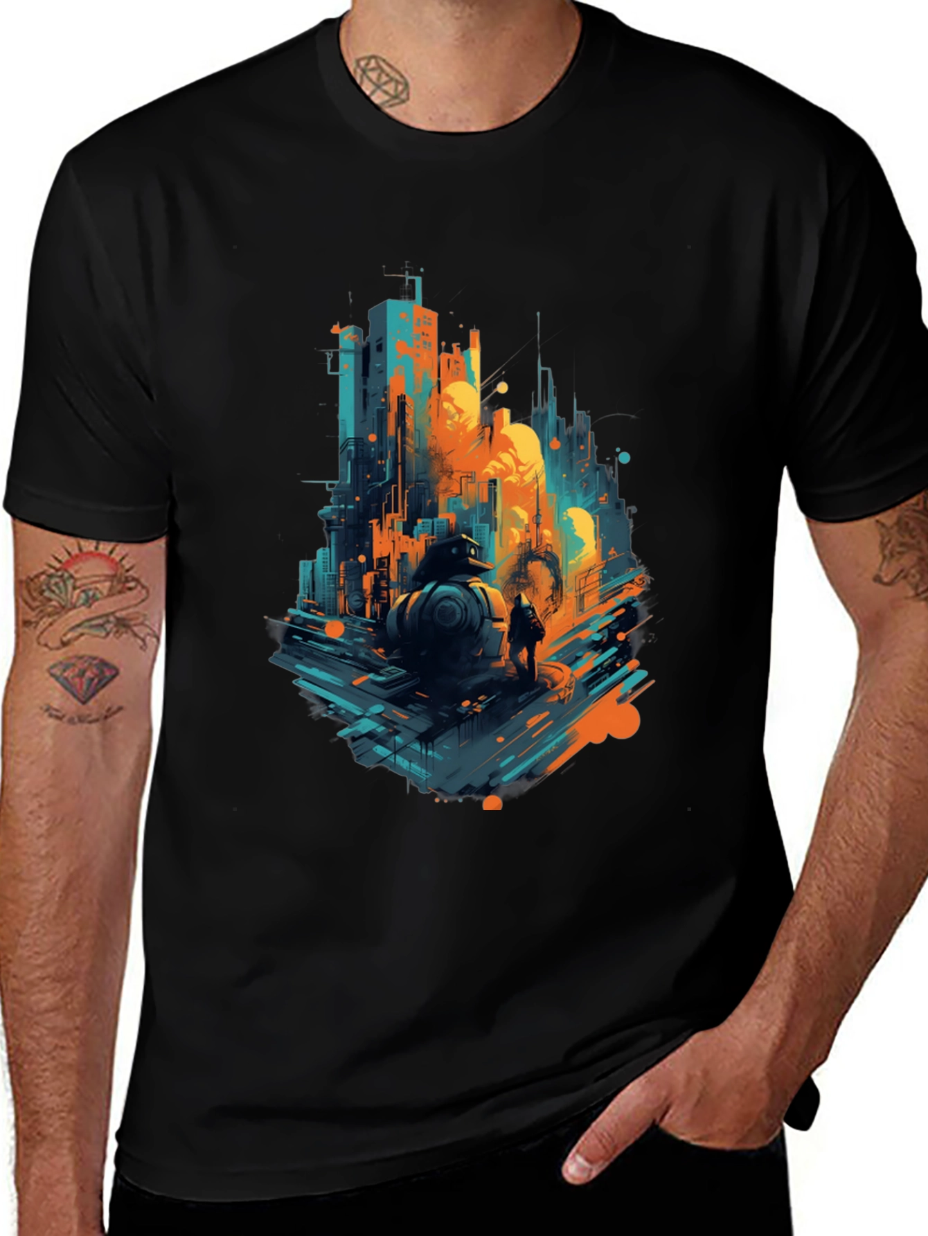 Variant 8 of Urban Vanguard Graphic Tee - Bold Cityscape Design