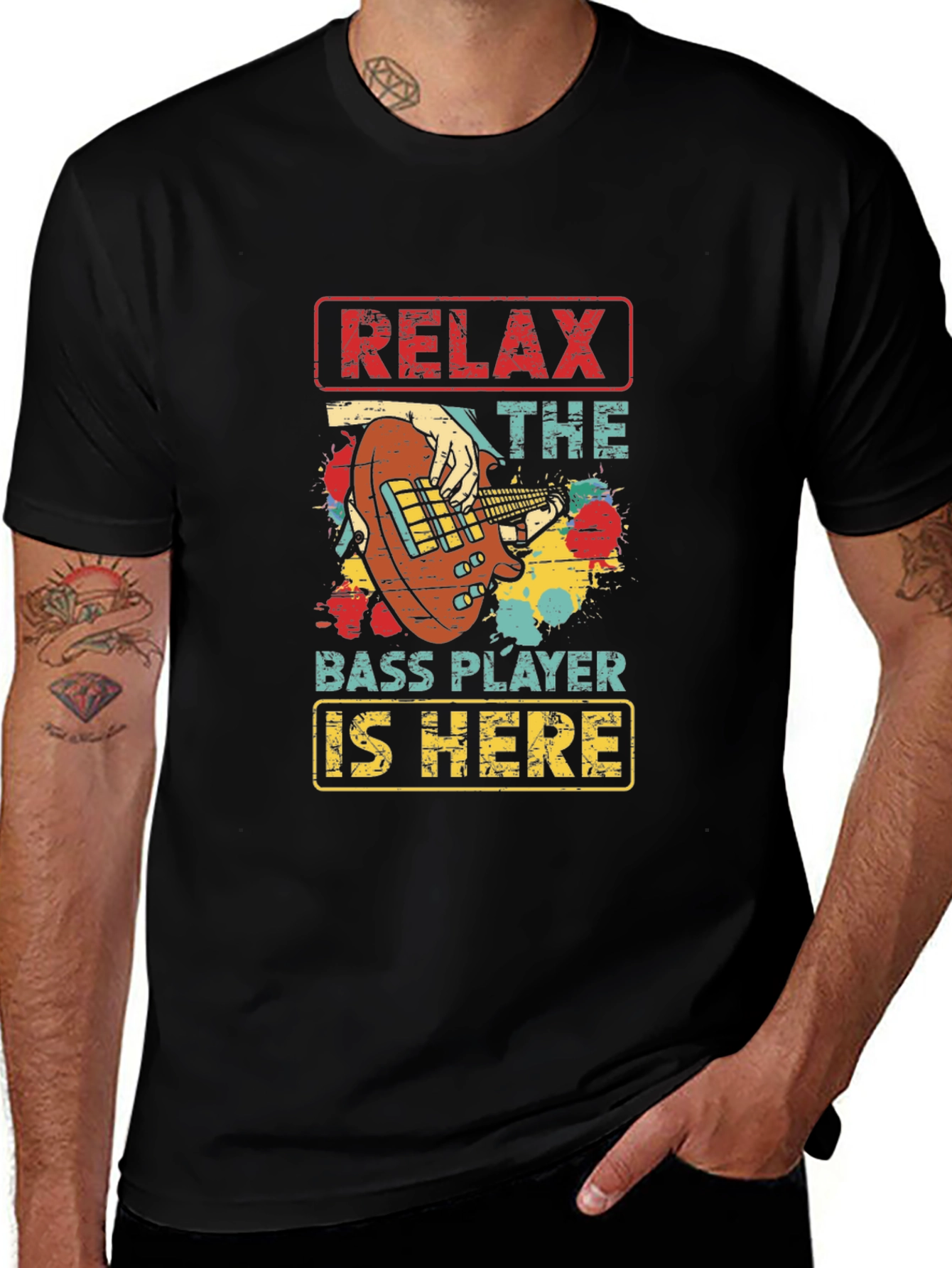 Variant 9 of Relax Bass Player Here T-Shirt