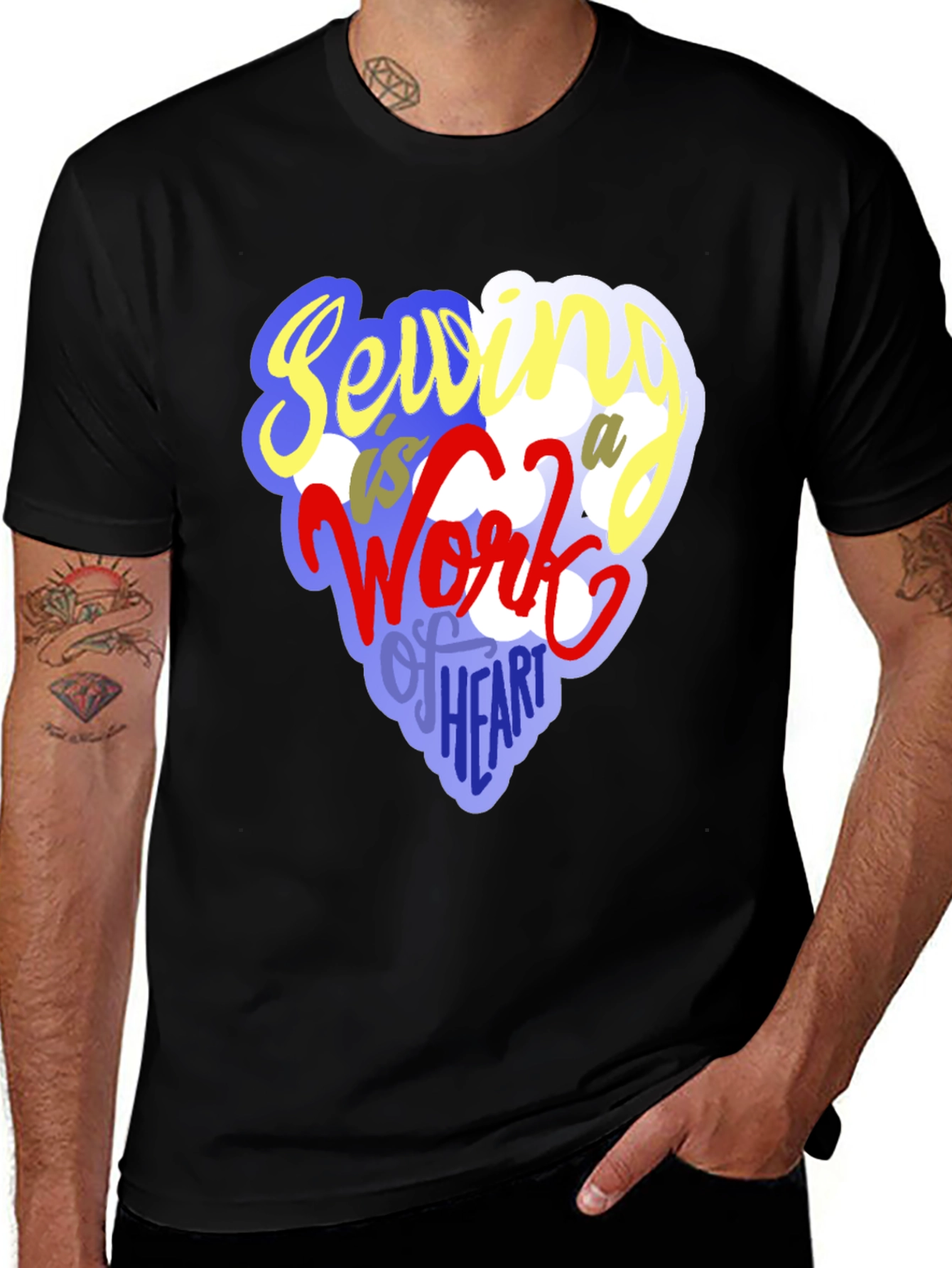 Variant 24 of Sewing Heart T-Shirt - Unique Crafting Design