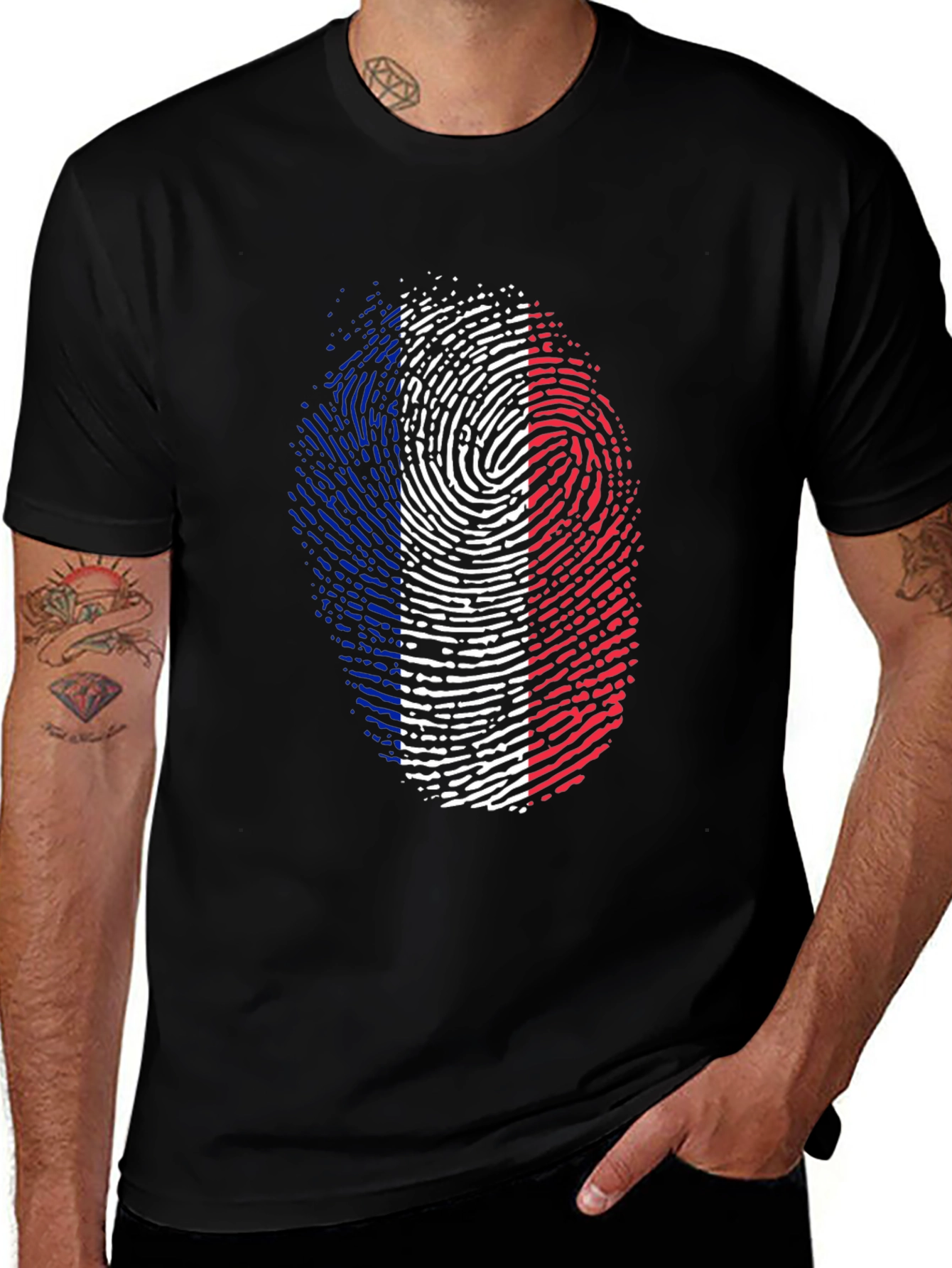 France Flag Fingerprint Graphic T-Shirt