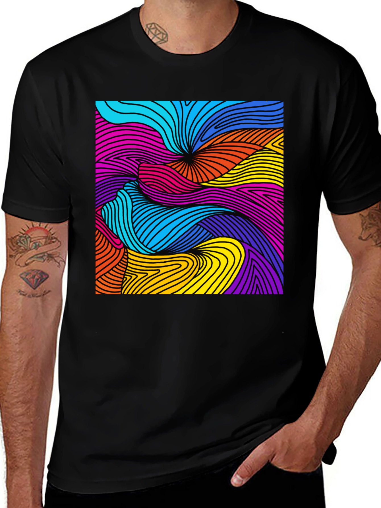 Variant 9 of Abstract Swirl Graphic Black T-Shirt