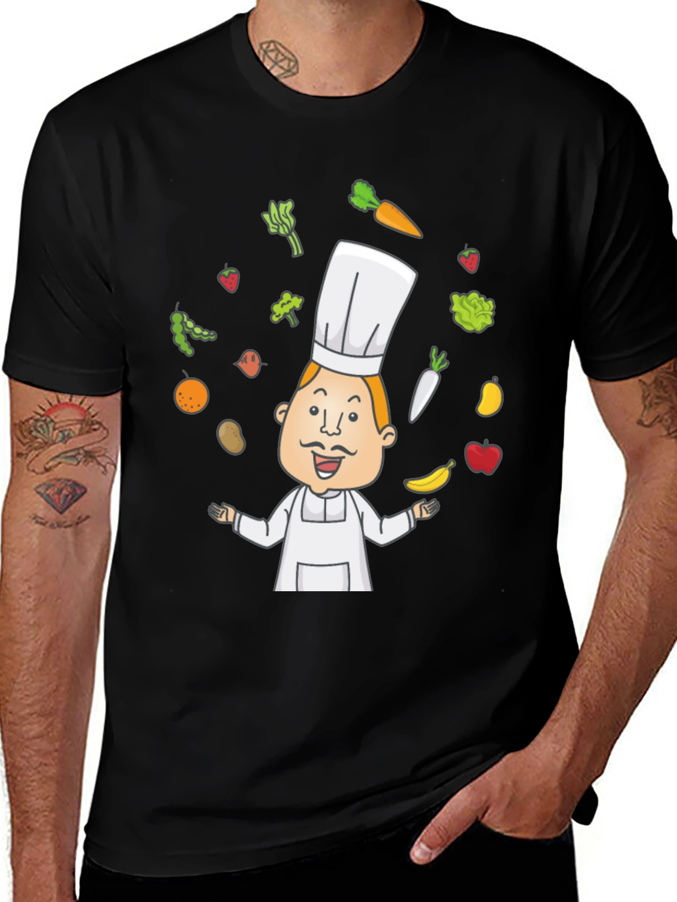 Variant 30 of Chef Cartoon Black T-Shirt