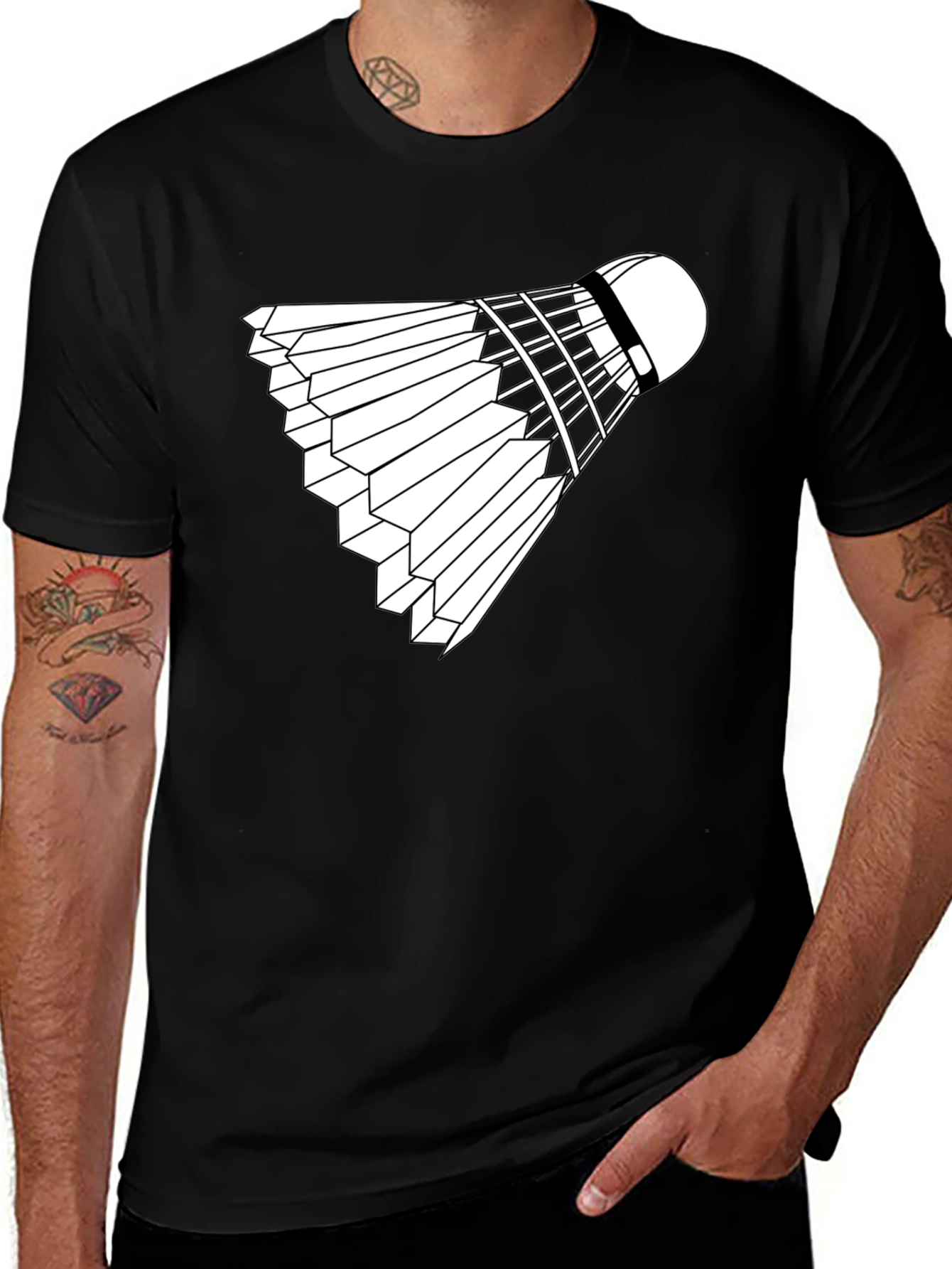 Variant 28 of Badminton Birdie Graphic Tee - Sporty Black T-Shirt