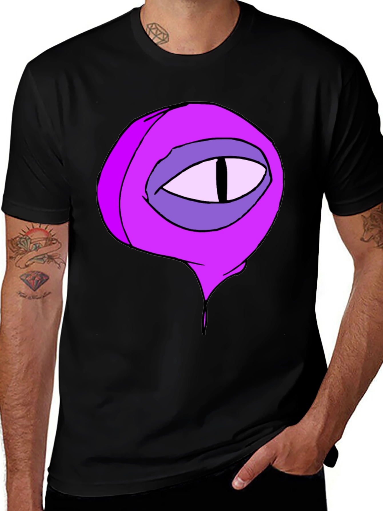 Variant 18 of Black Tee with Cartoon Eye Graphic