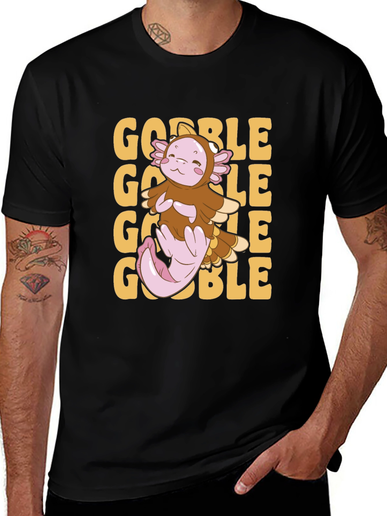 Variant 26 of Gobble Axolotl Black Graphic Tee