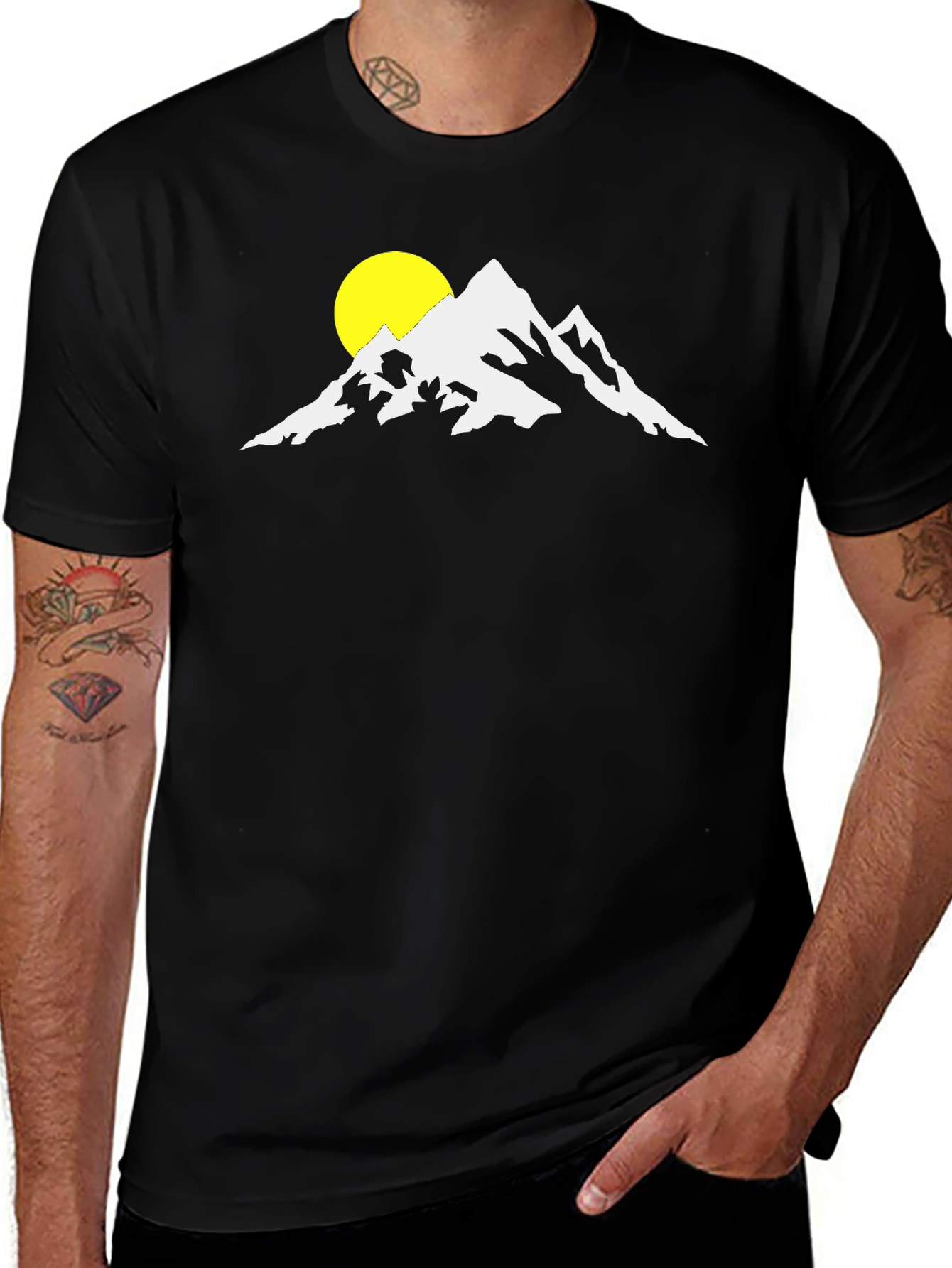 Variant 13 of Mountain Sun Graphic Tee - Black Cotton T-Shirt