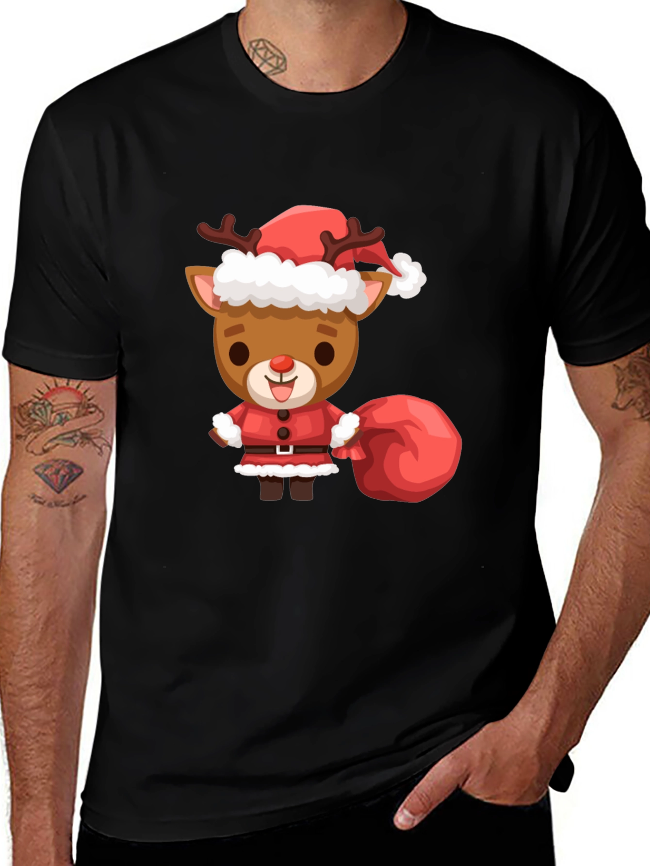 Variant 14 of Cute Reindeer Santa T-Shirt - Holiday Style