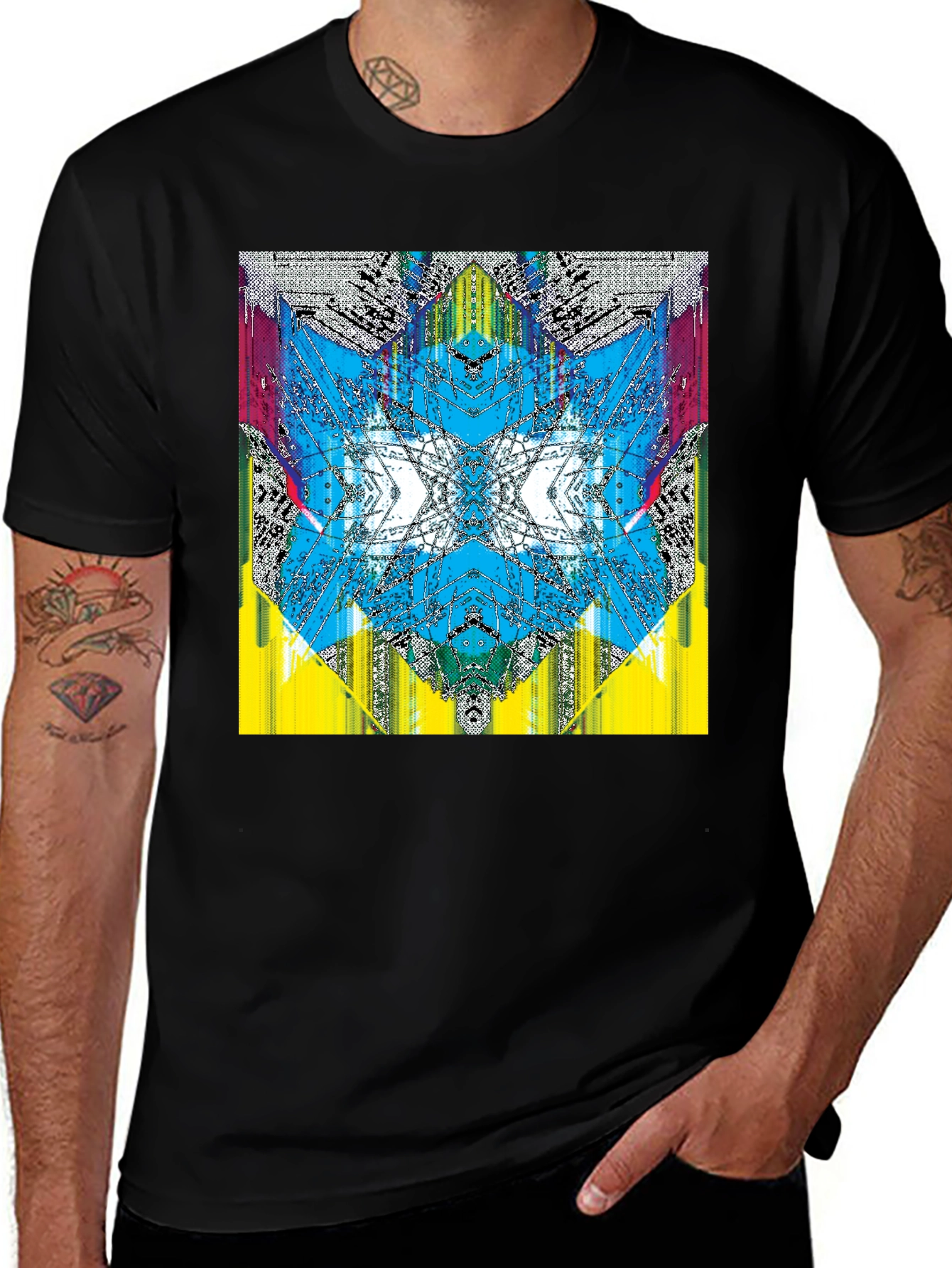 Variant 20 of Abstract Kaleidoscope Graphic Black T-Shirt