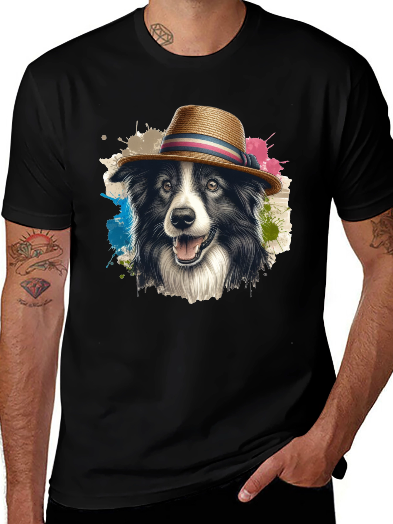 Variant 22 of Dog With Hat Graphic Tee - Cool Pet Lover Gift