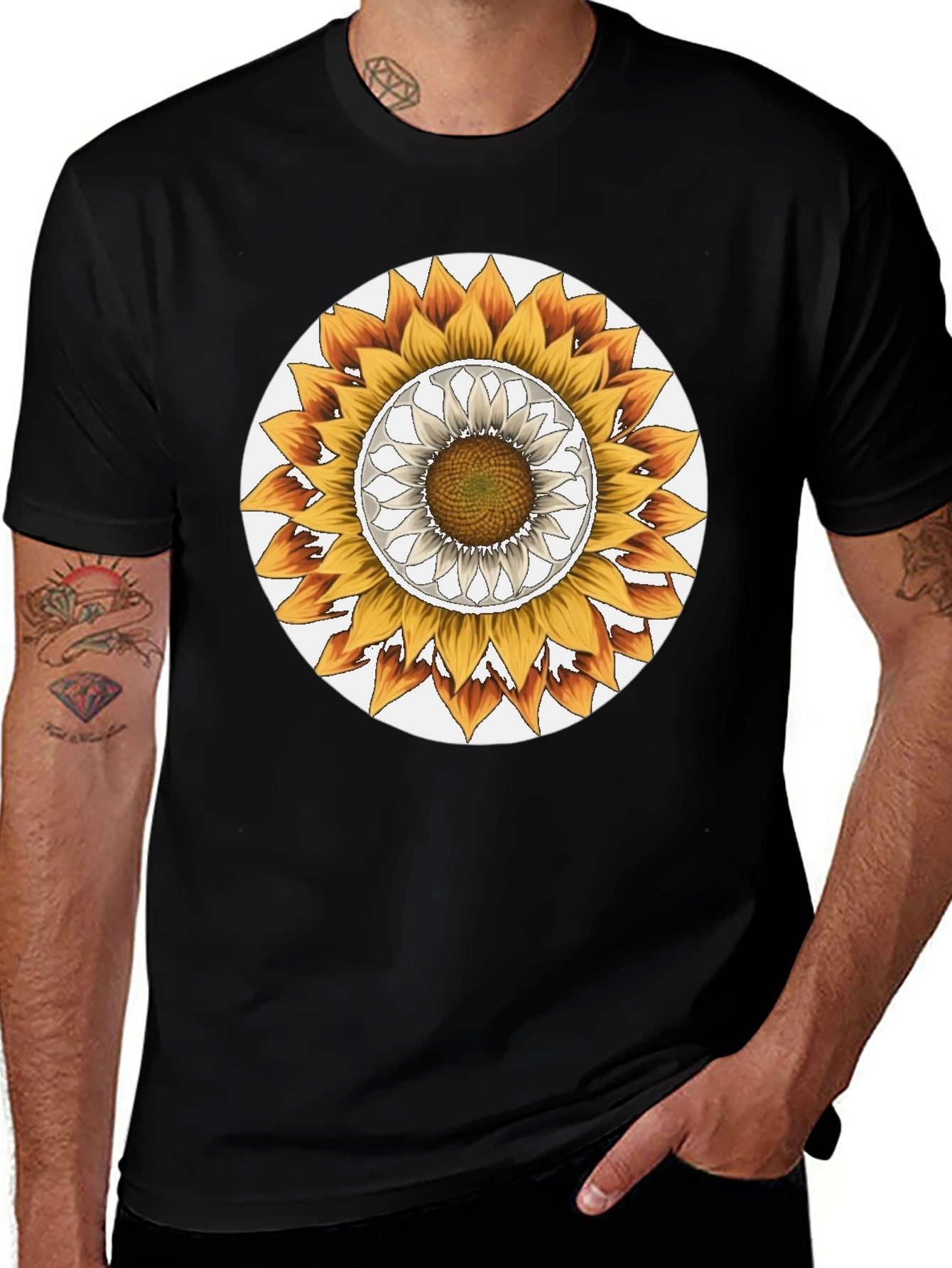 Variant 7 of Sunflower Graphic Black T-Shirt