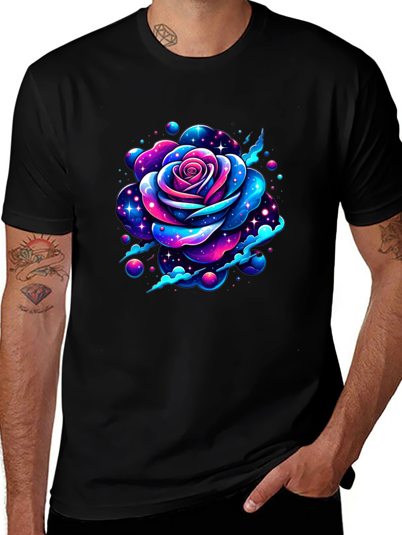 Variant 18 of Galaxy Rose Graphic Black T-Shirt