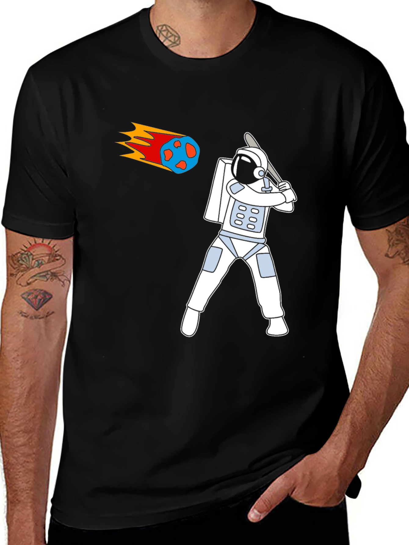 Black Astronaut Baseball T-Shirt - Swing for the Stars! main image
