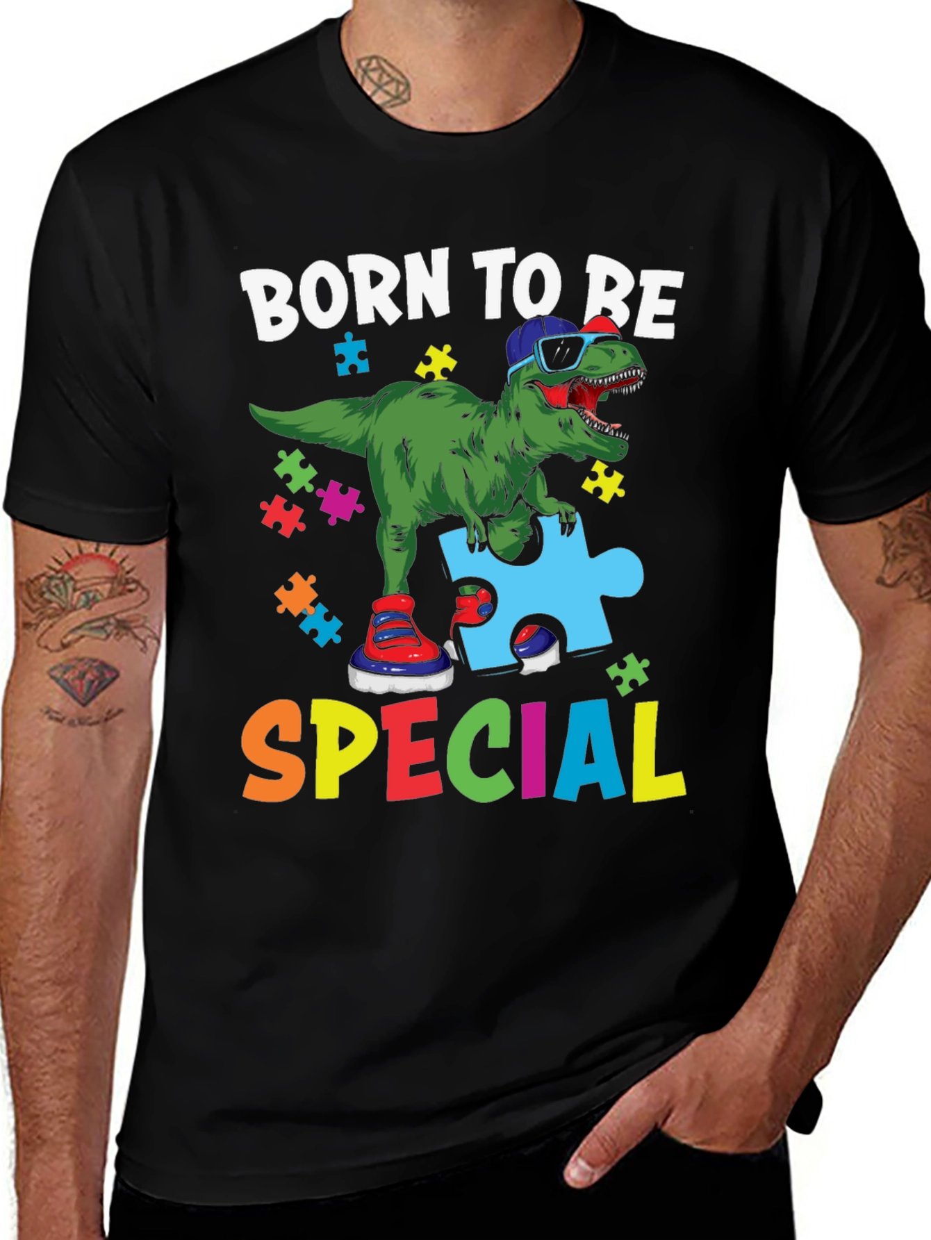 Variant 11 of Born to Be Special Autism Dinosaur T-Shirt