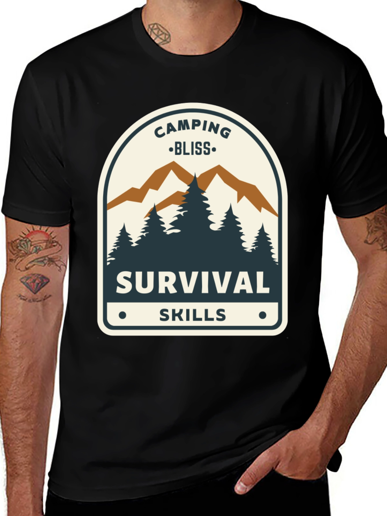 Variant 30 of Camping Bliss Survival Skills Black T-Shirt