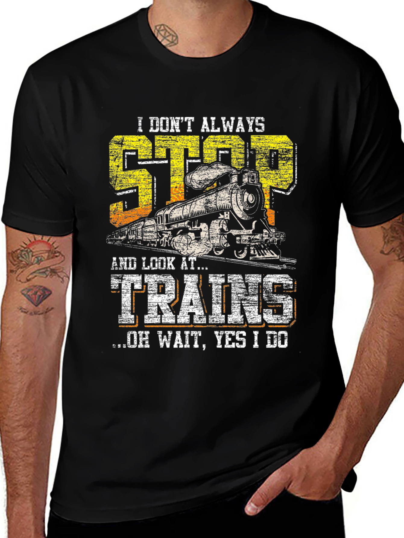 Variant 5 of Train Lover T-Shirt - I Stop and Look at Trains