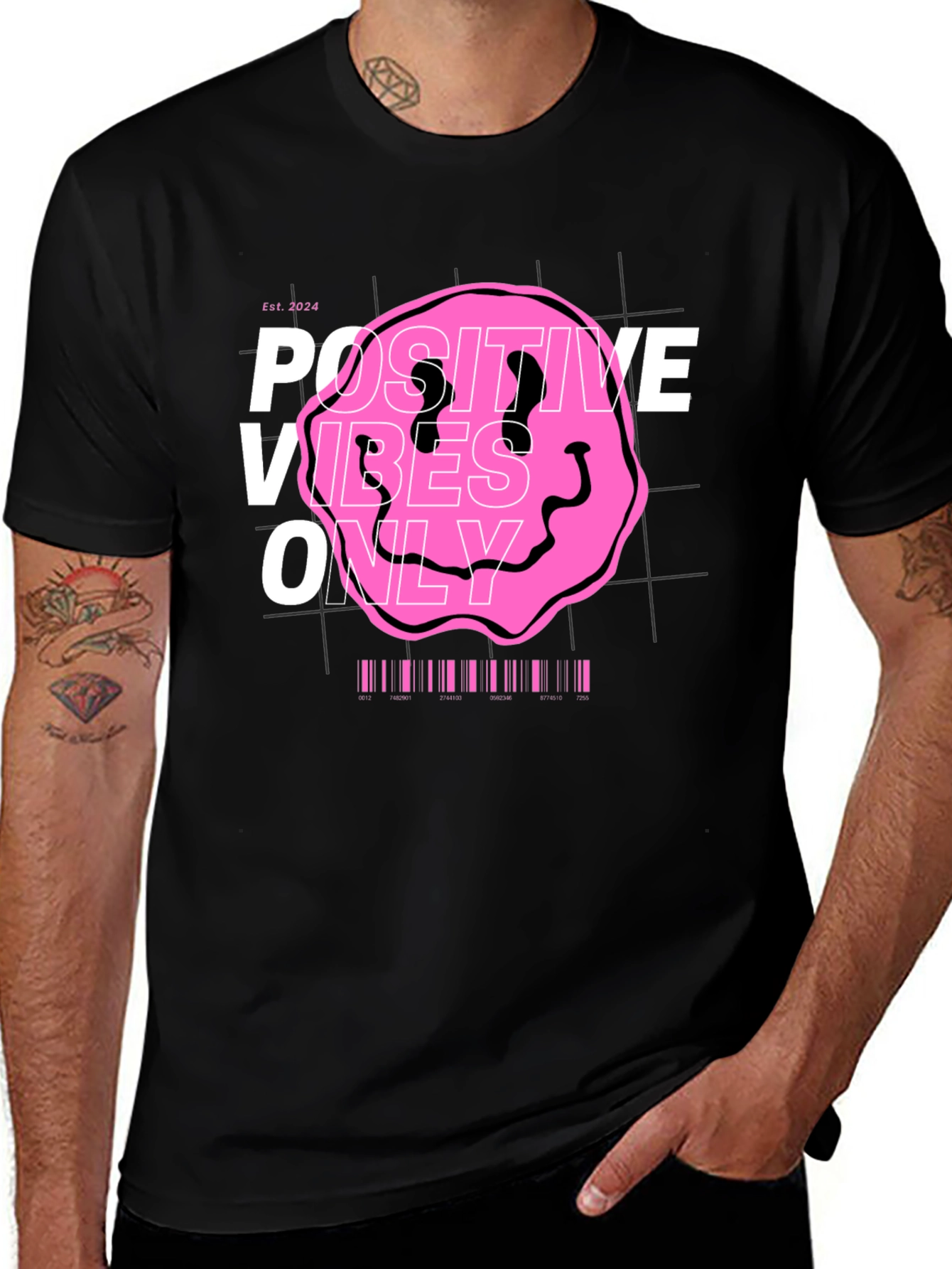 Variant 21 of Positive Vibes Only Black Graphic T-Shirt