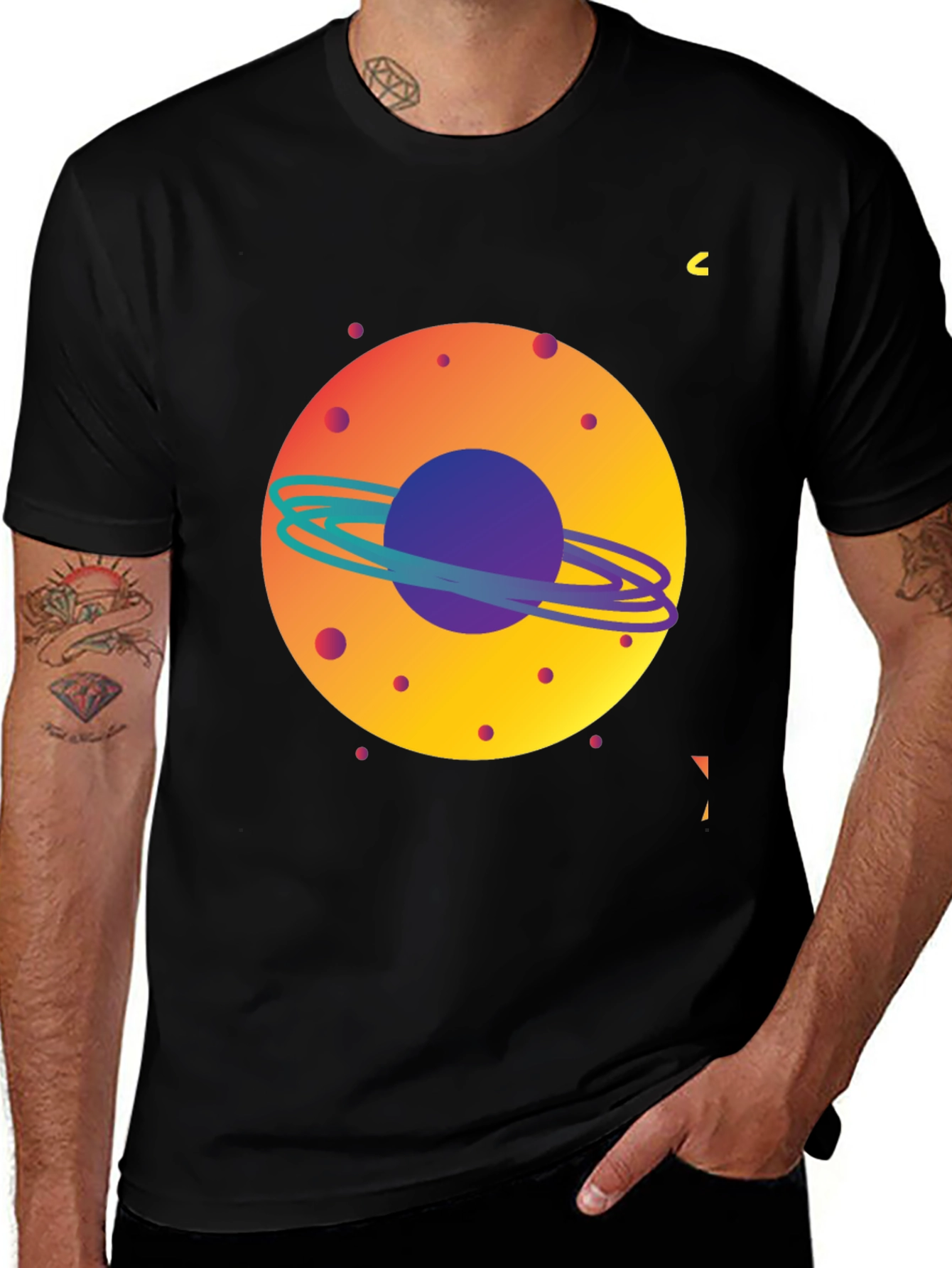 Variant 15 of Space Planet Graphic Tee - Men's Black T-Shirt
