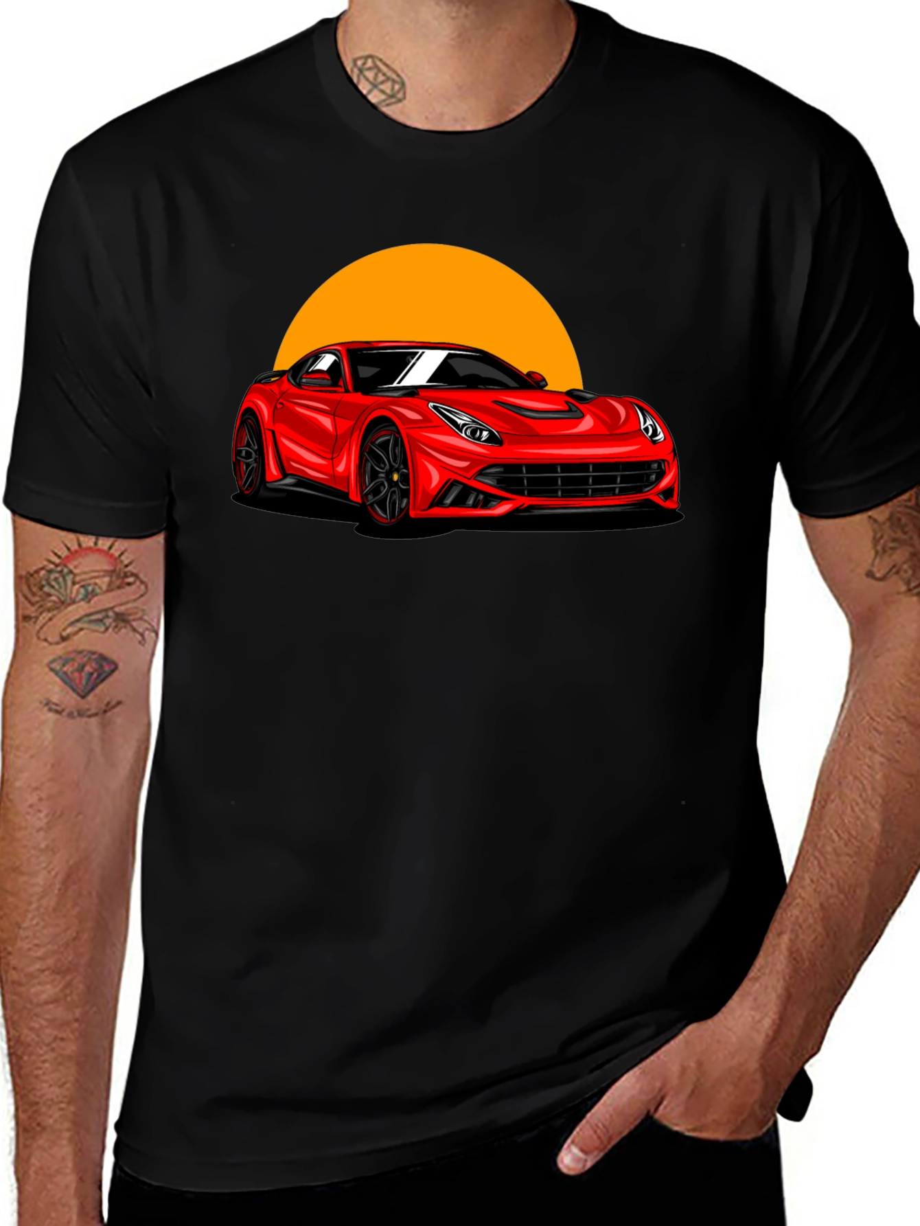 Variant 25 of Sleek Car Graphic T-Shirt - Black Cotton Tee