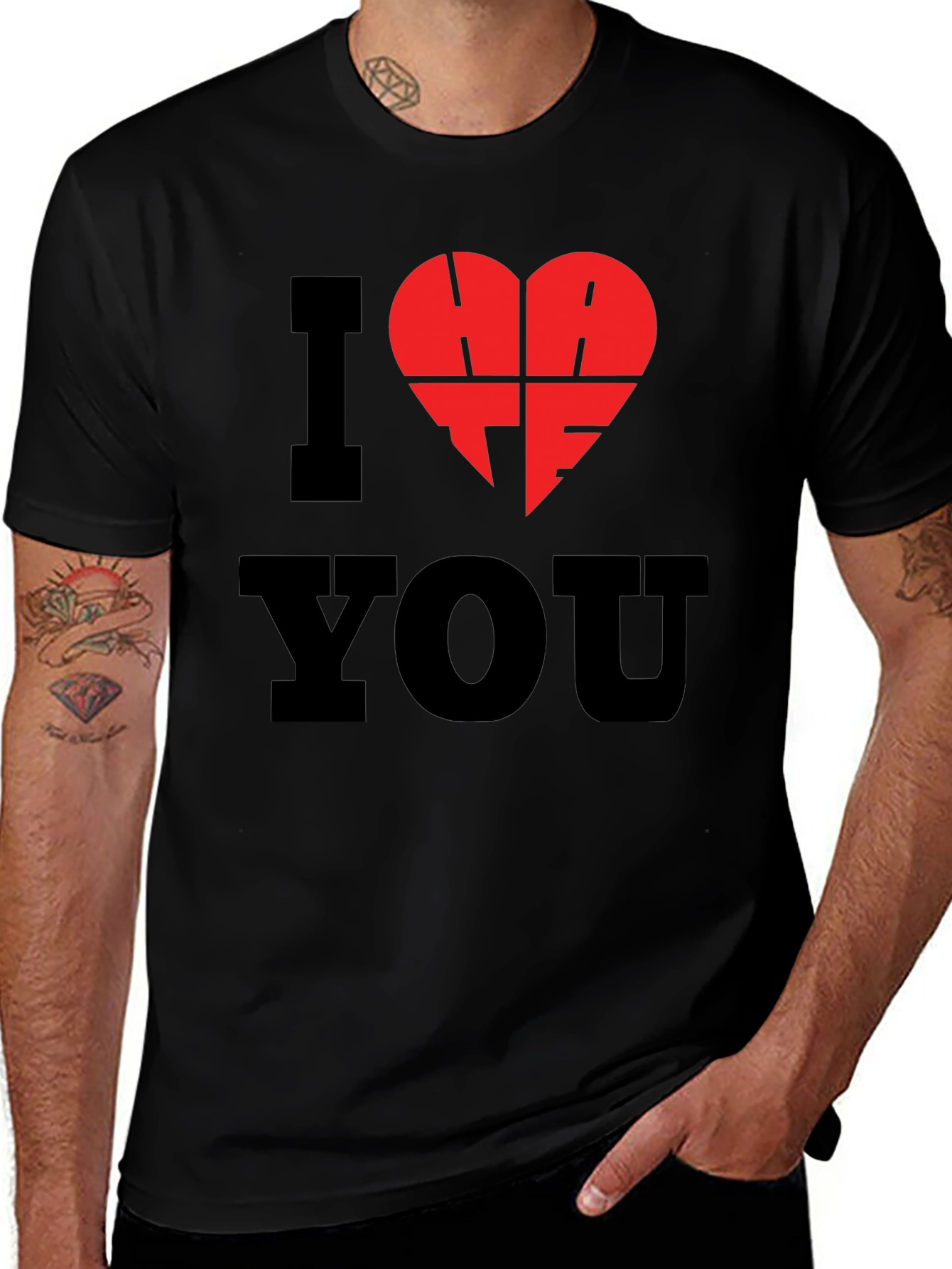 Variant 14 of I Hate You T-Shirt - Black Graphic Tee