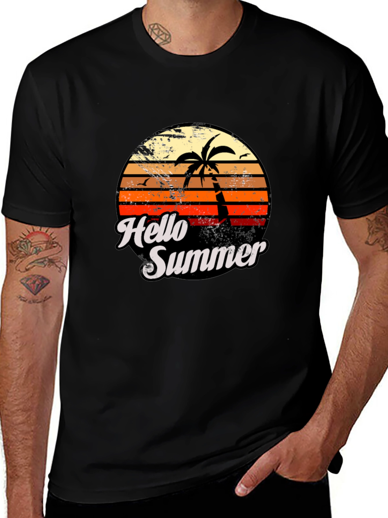 Black Hello Summer Graphic Tee main image