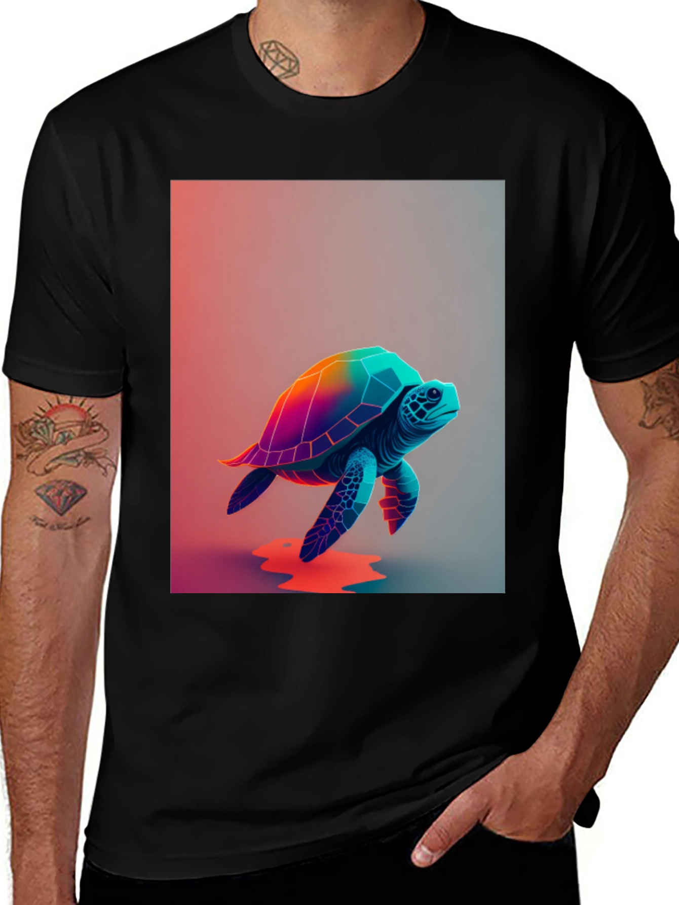 Variant 17 of Rainbow Turtle Graphic Tee - Unique Design