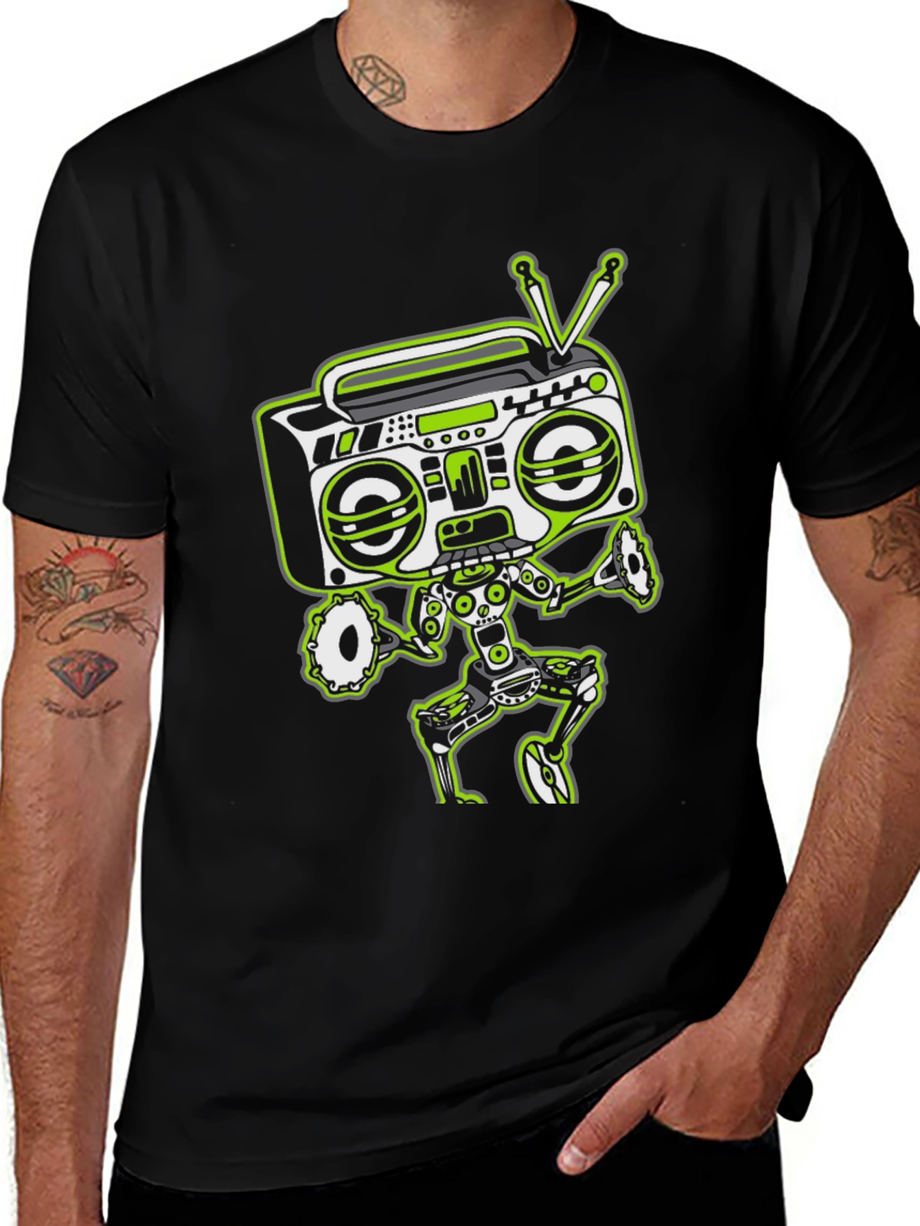 Variant 17 of Retro Robot Boombox Graphic T-Shirt