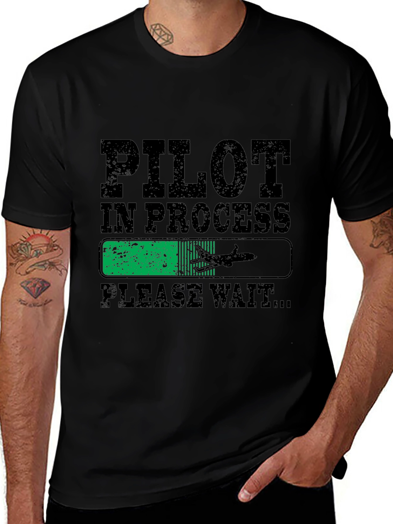 Variant 26 of Pilot in Progress Graphic T-Shirt - Aviation Humor Tee
