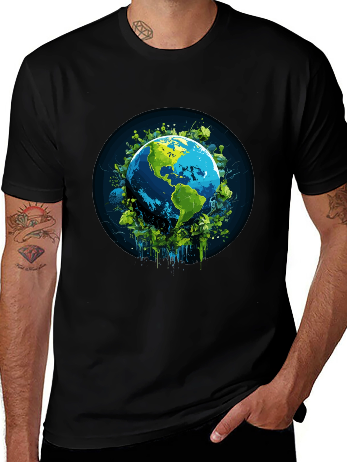 Variant 8 of Earth Graphic Black T-Shirt