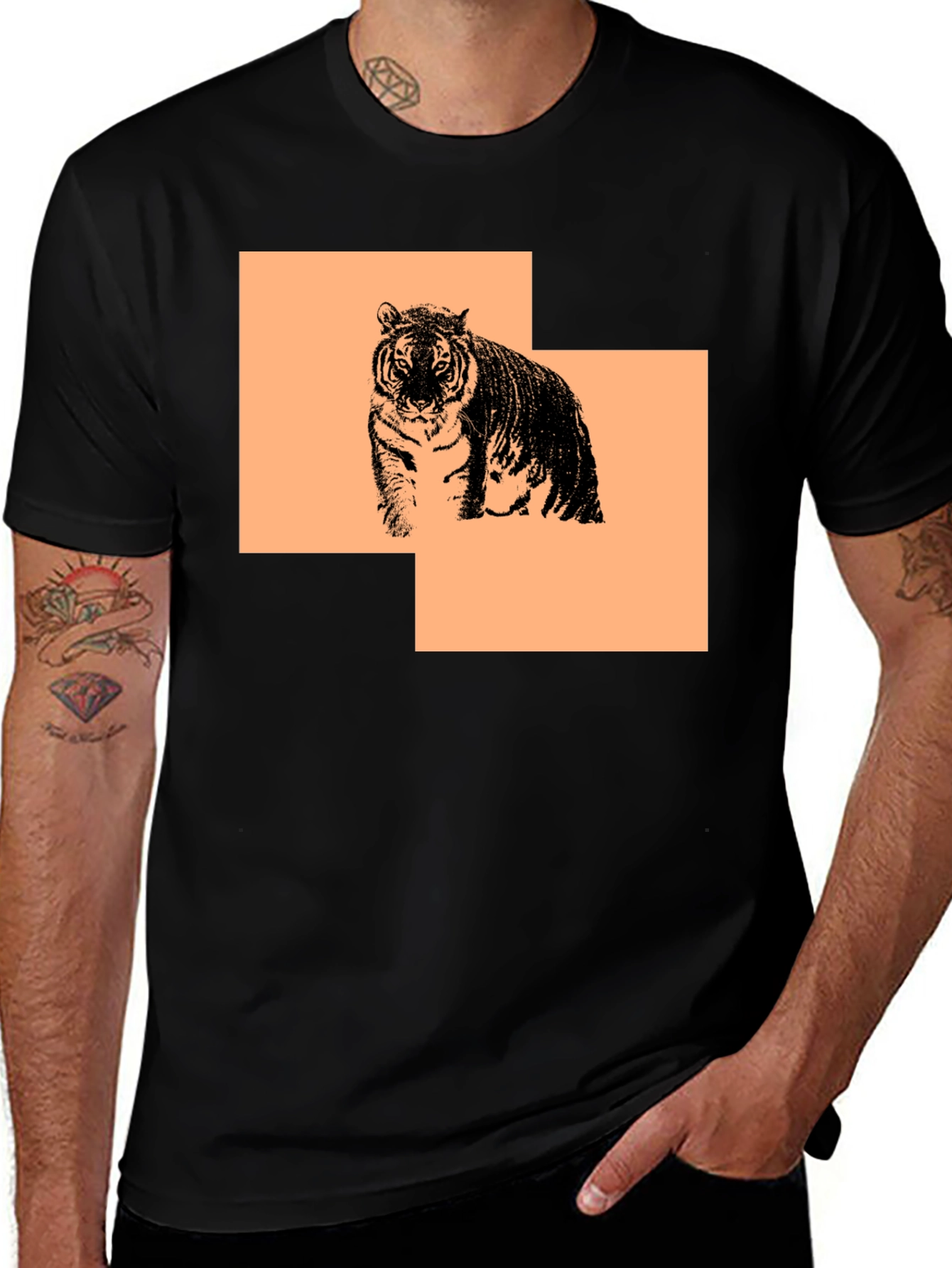 Variant 20 of Tiger Graphic Print Black Tee