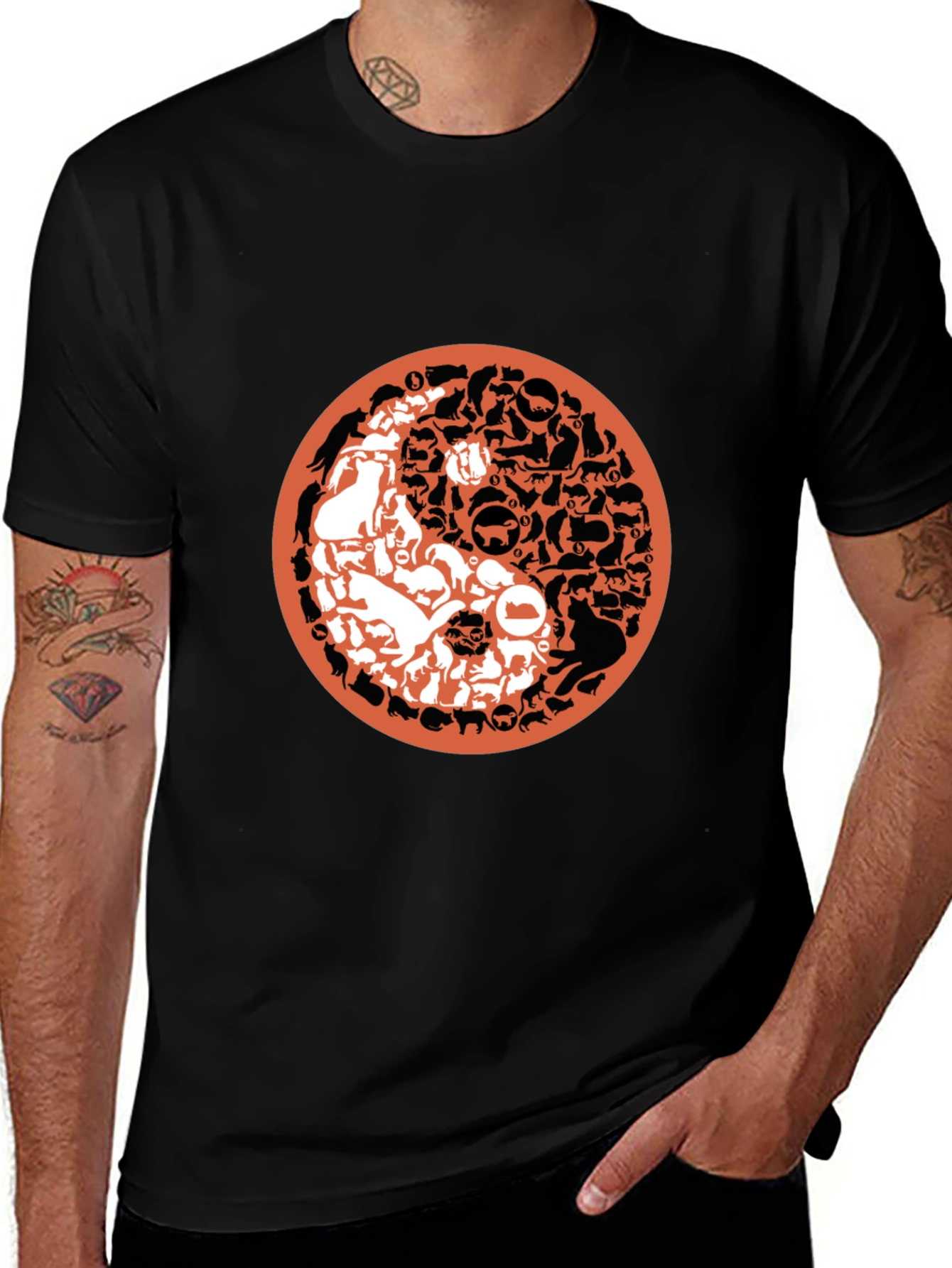 Yin Yang Cats & Dogs Graphic T-Shirt