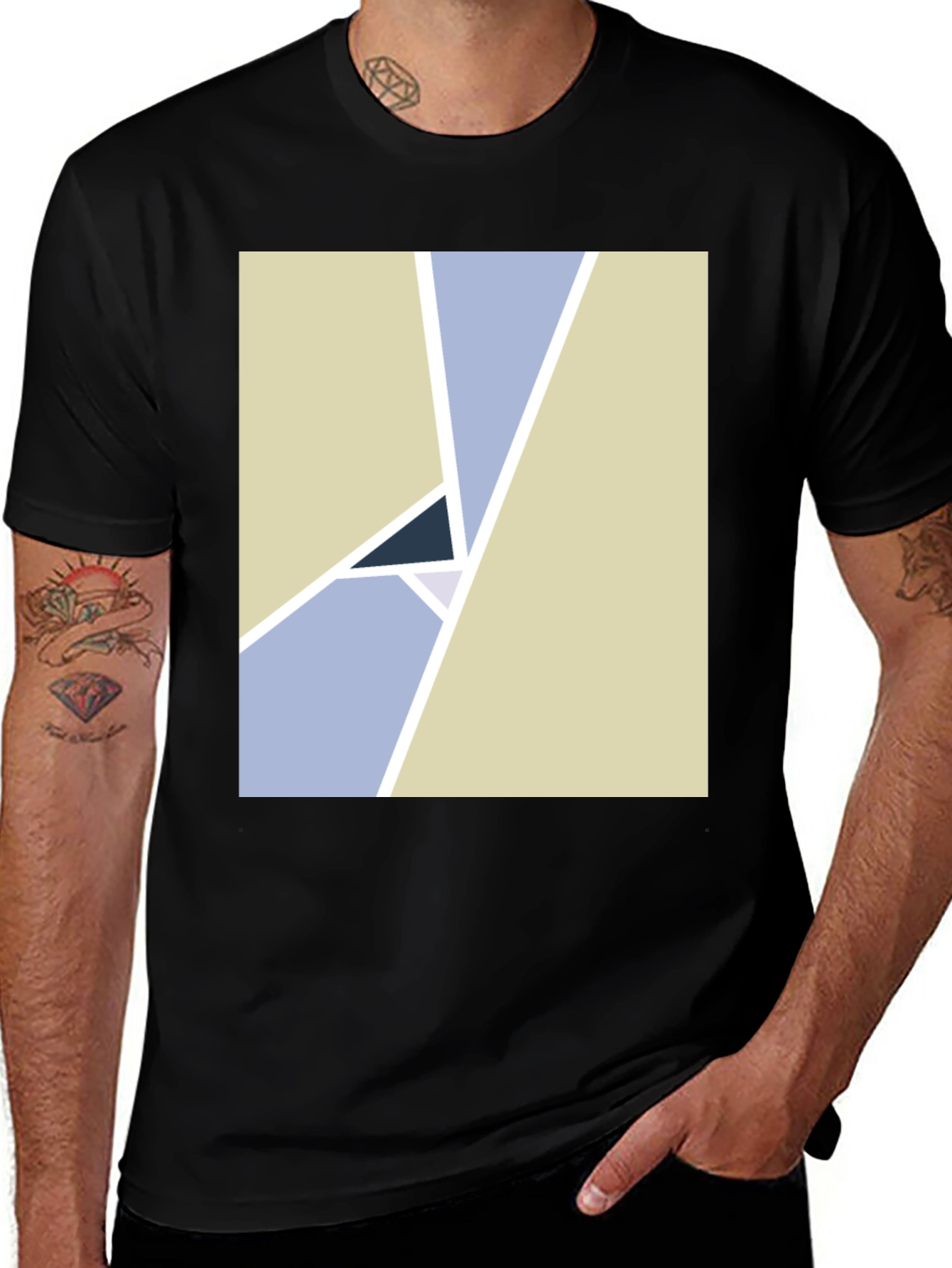 Black Geometric Minimalist Graphic Tee - Modern Art Style main image