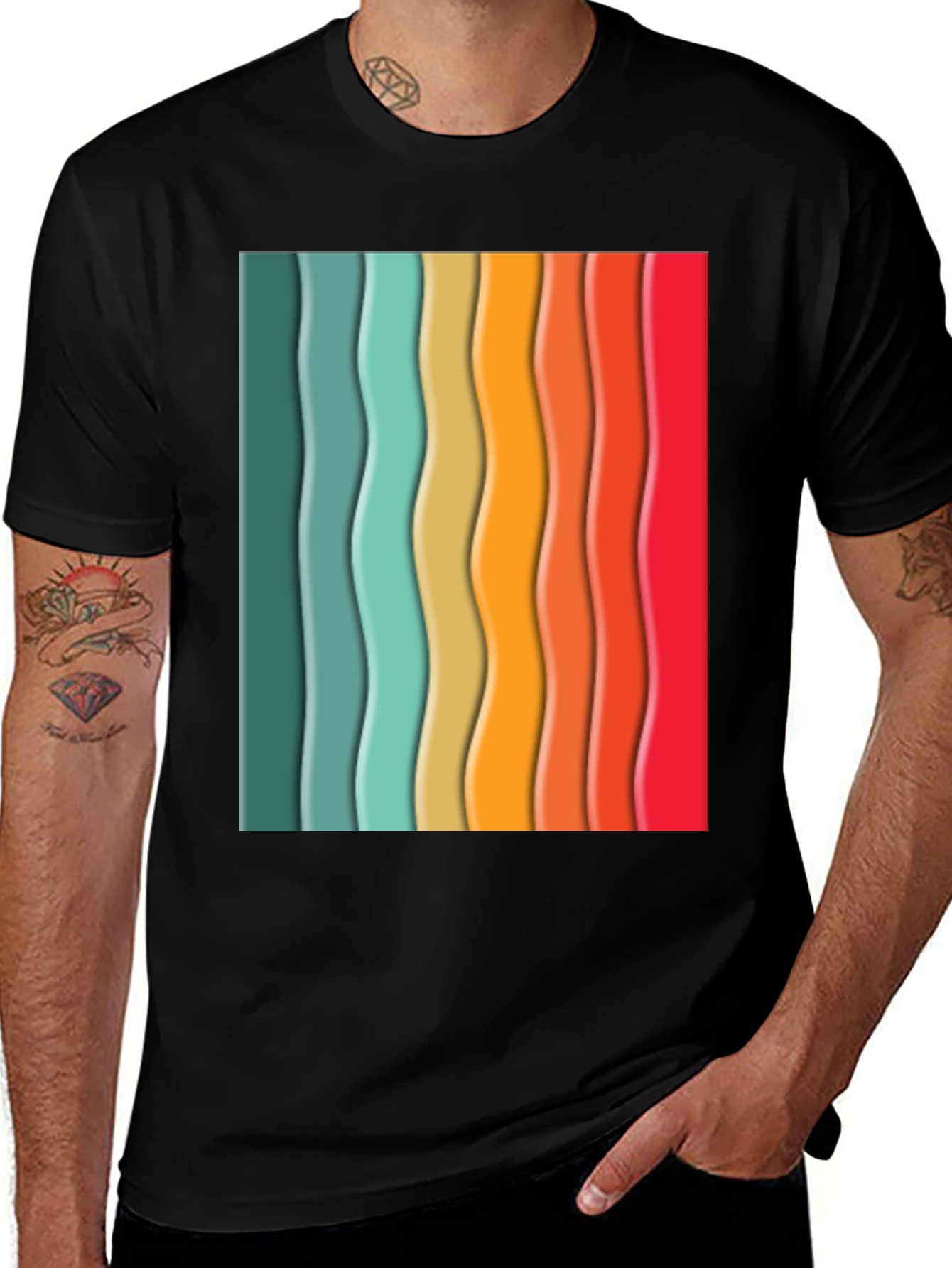 Black Retro Stripe Tee - Vintage Style T-Shirt main image